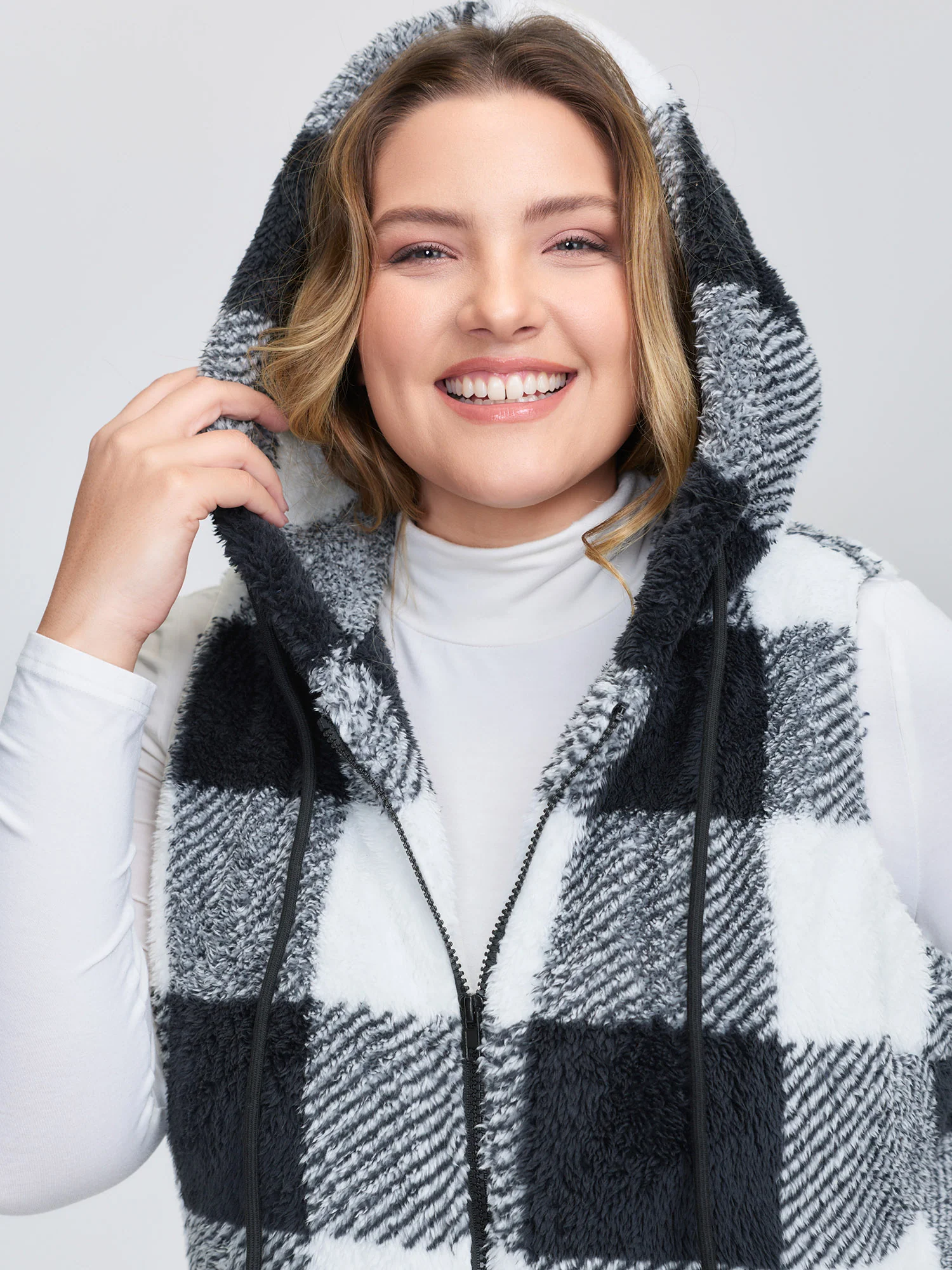 Checkered Reversible Hooded Vest Jacket - Image 2