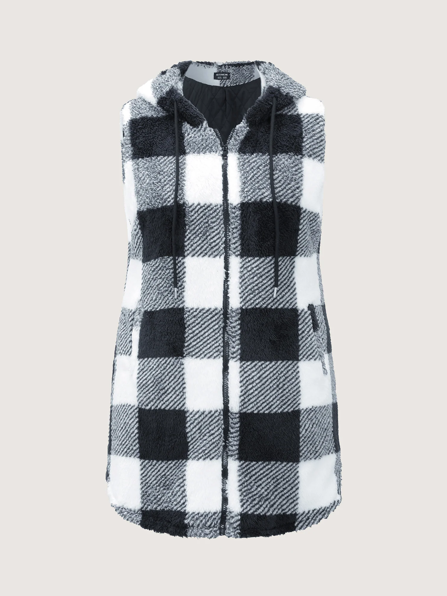 Checkered Reversible Hooded Vest Jacket - Image 9