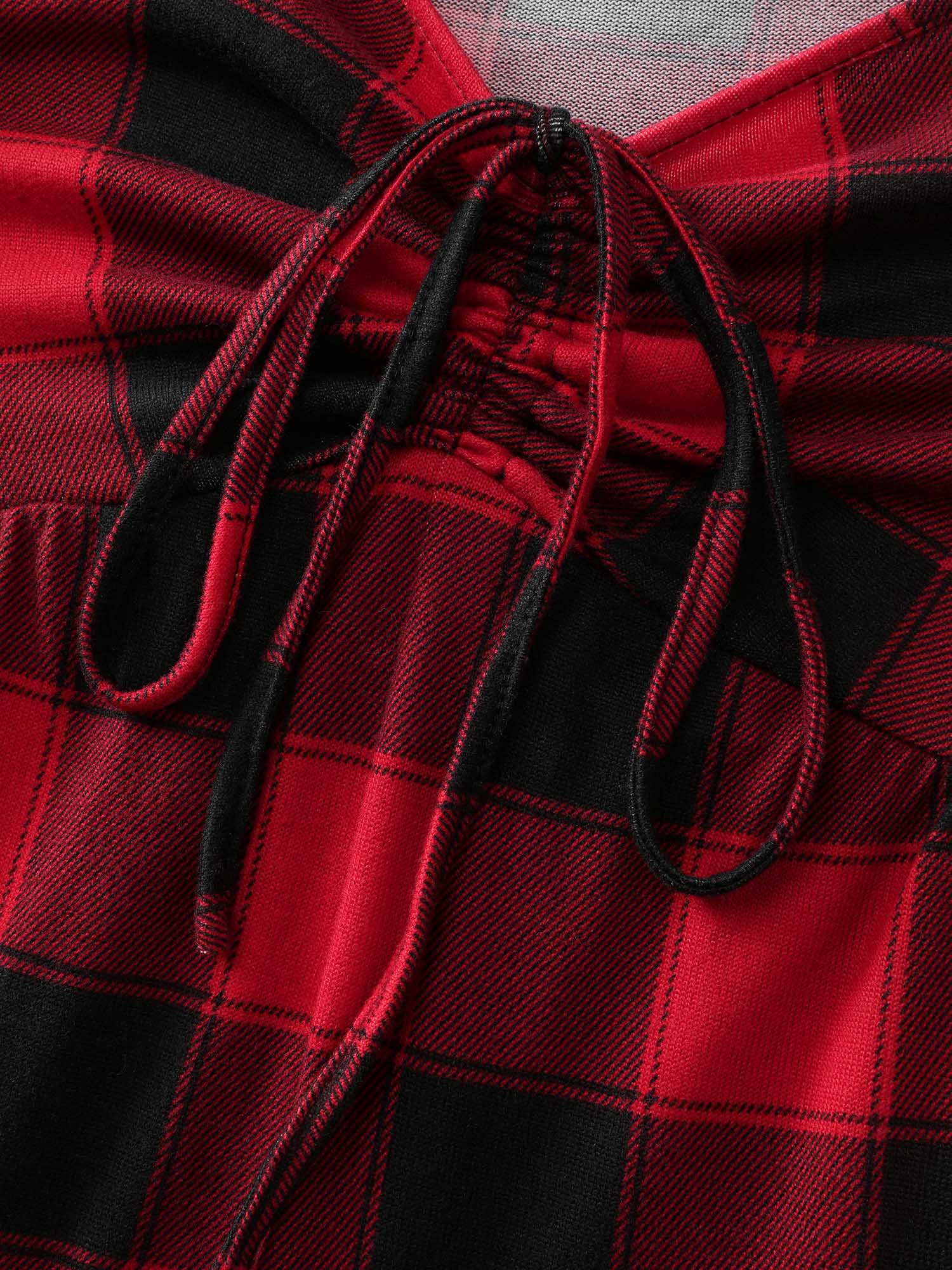 Checkered Shirred Drawstring Pockets Jumpsuit - Image 6