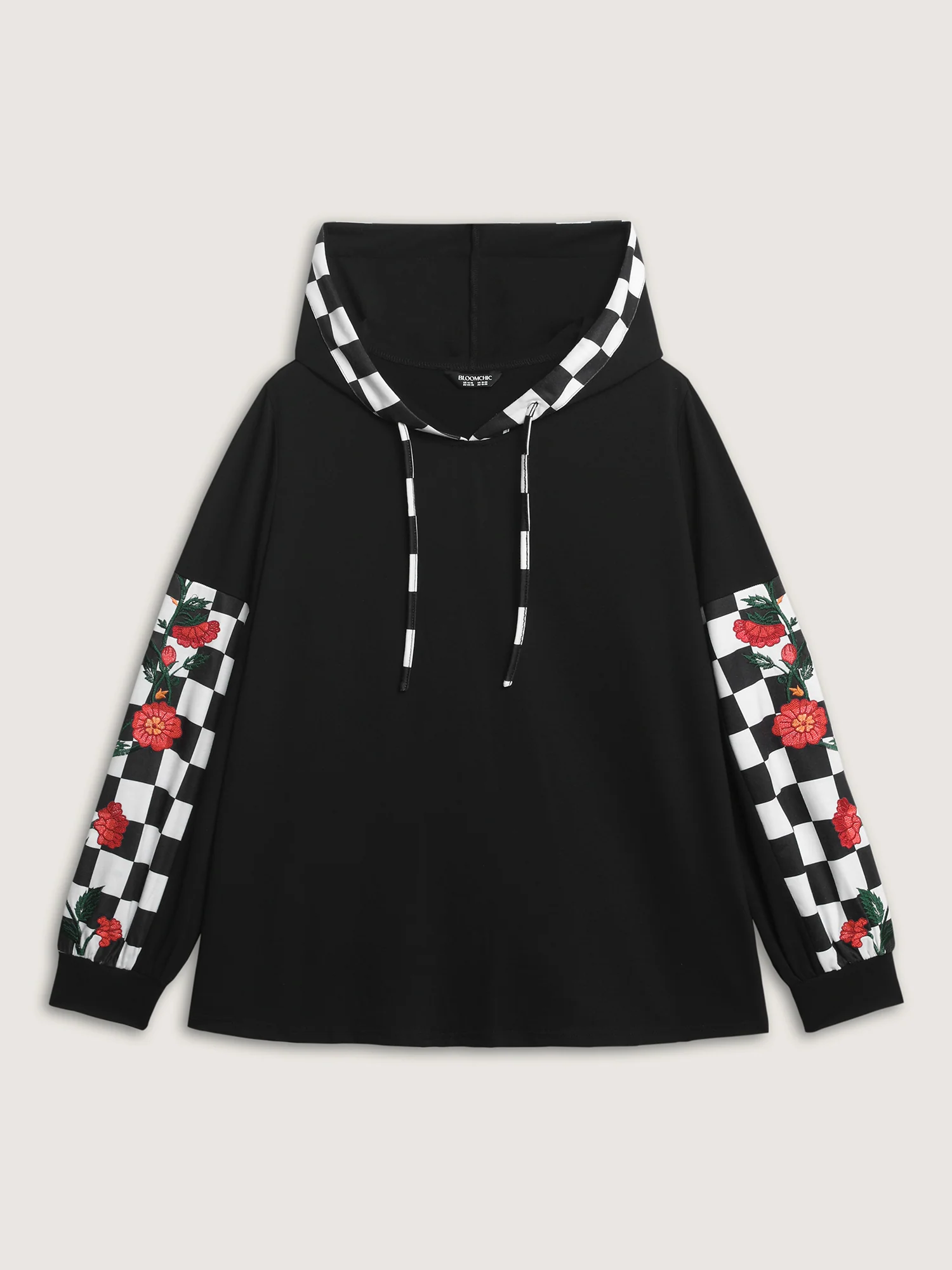 Checkered Stretchy Color Contrast Hoodie - Image 7
