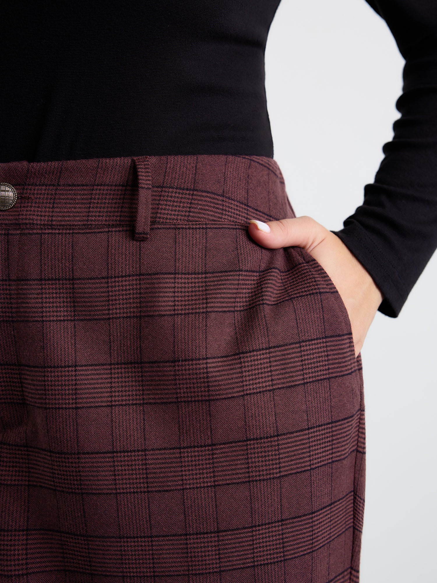 Checkered Stretchy Waist Pants - Image 3