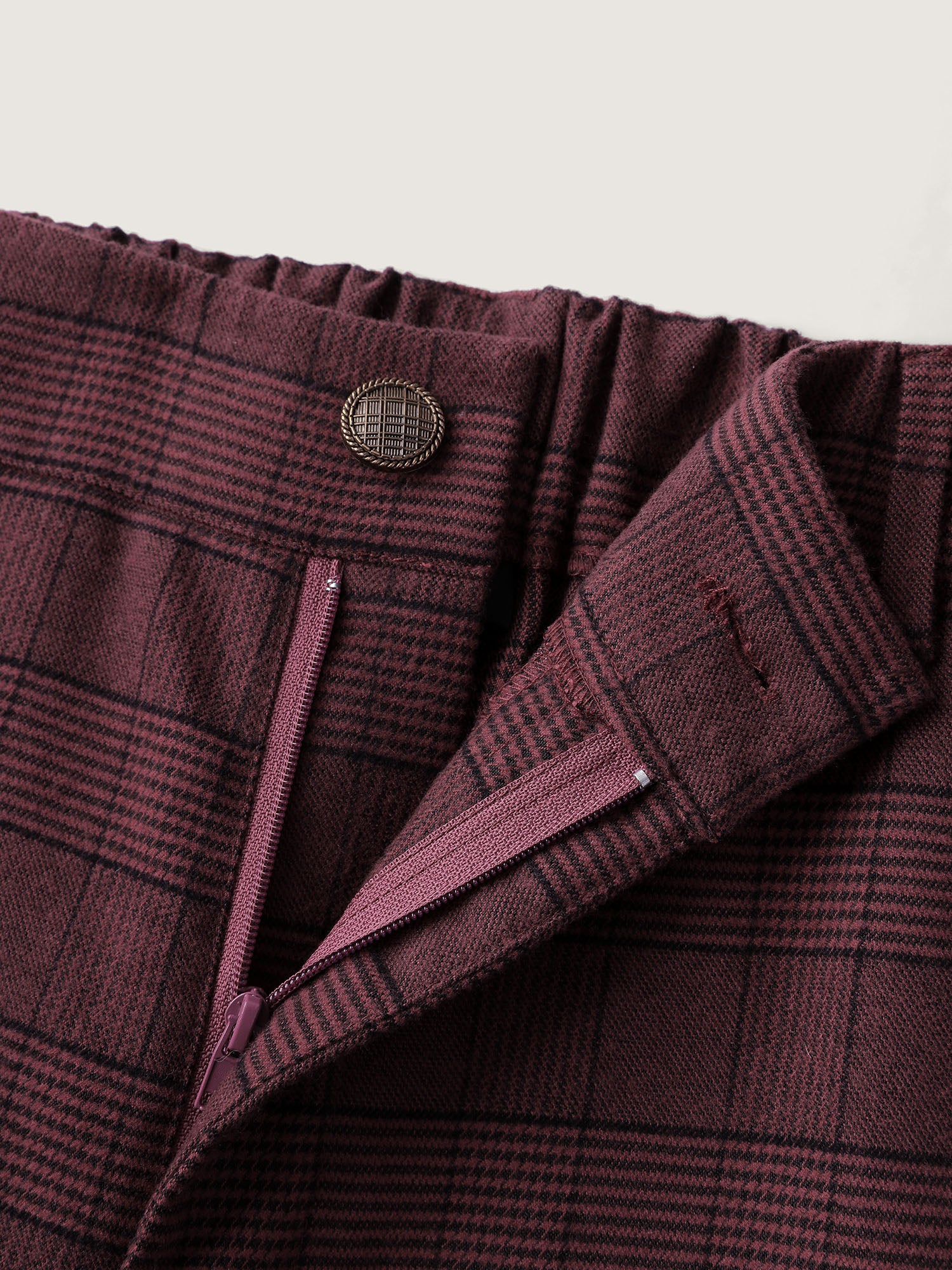 Checkered Stretchy Waist Pants - Image 7