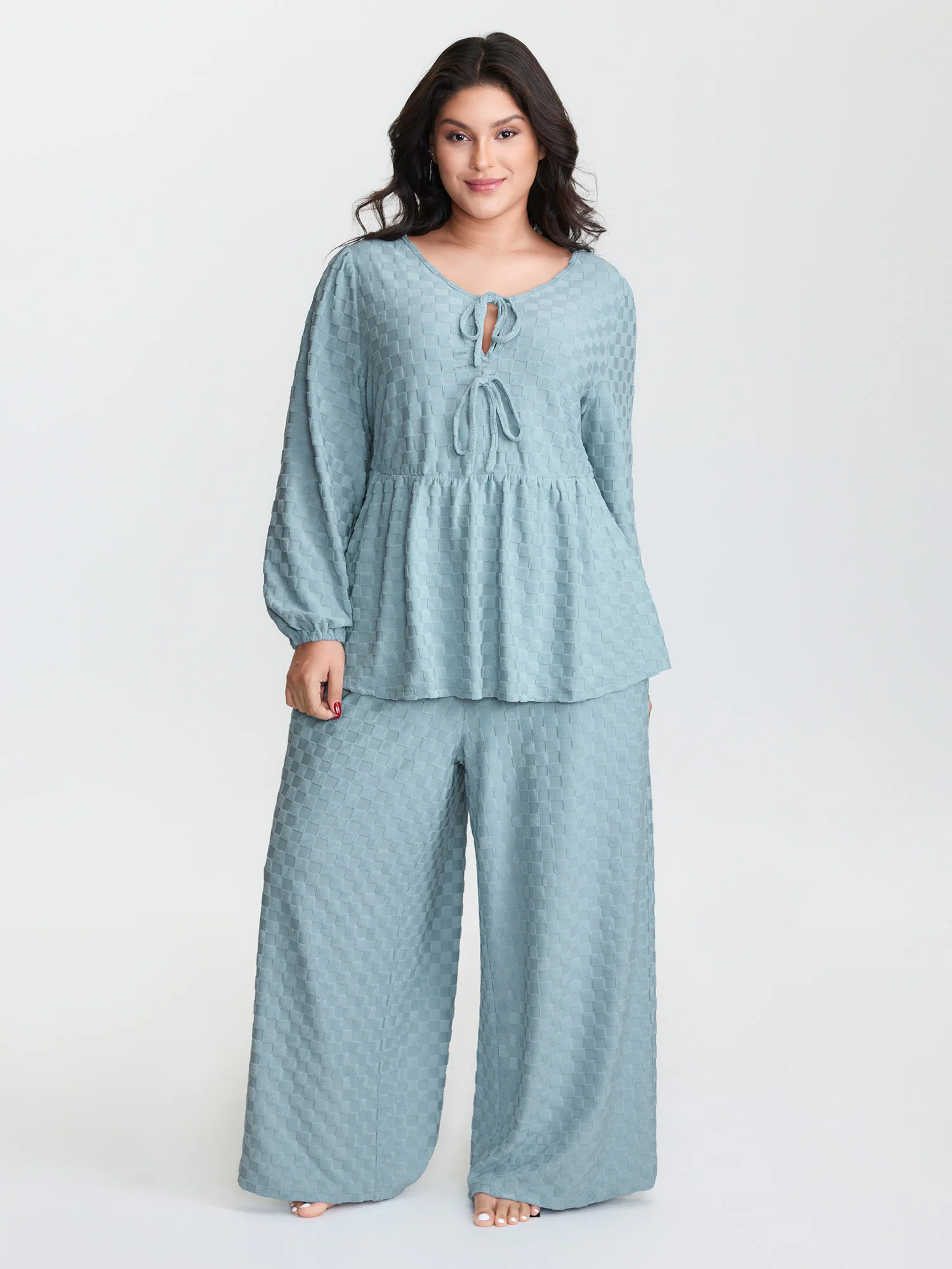 Checkered Textured Co-ord Lounge Set