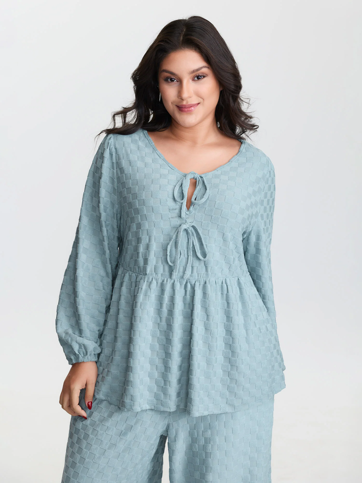 Checkered Textured Co-ord Lounge Set - Image 2