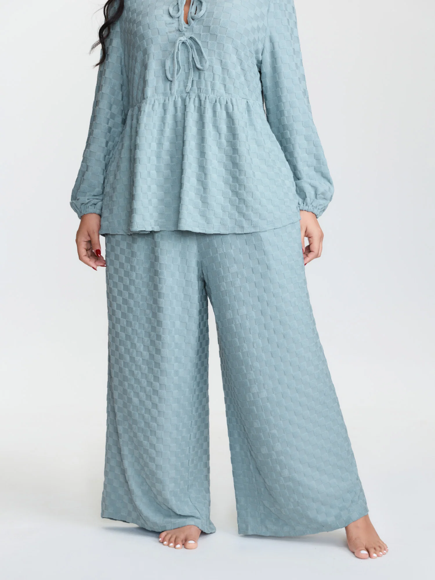 Checkered Textured Co-ord Lounge Set - Image 4