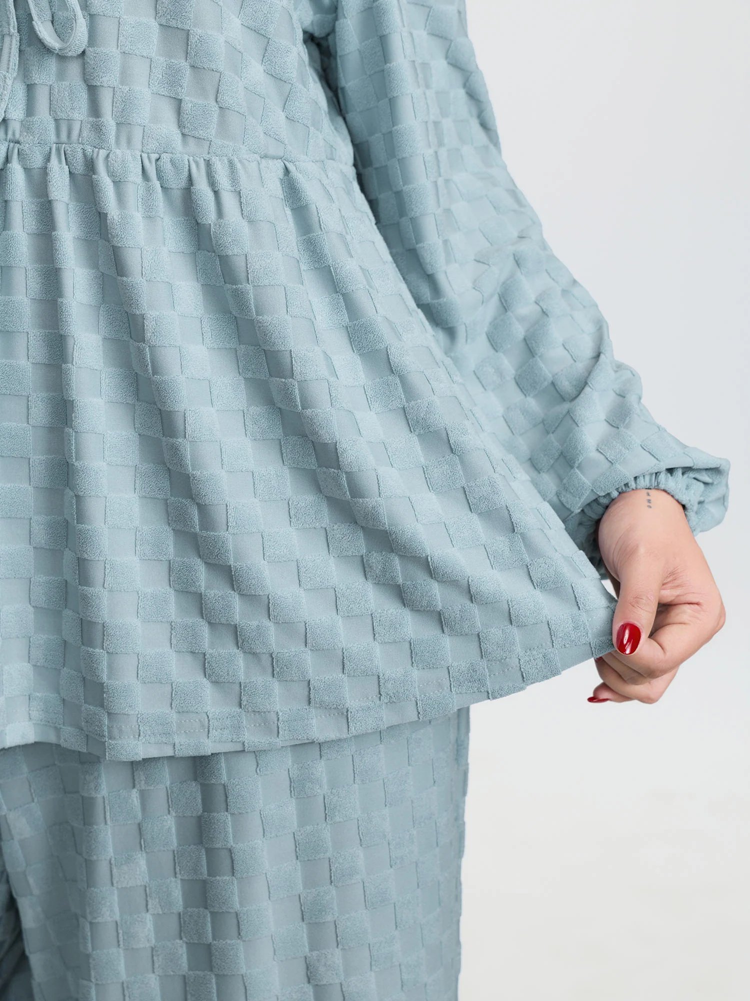 Checkered Textured Co-ord Lounge Set - Image 5