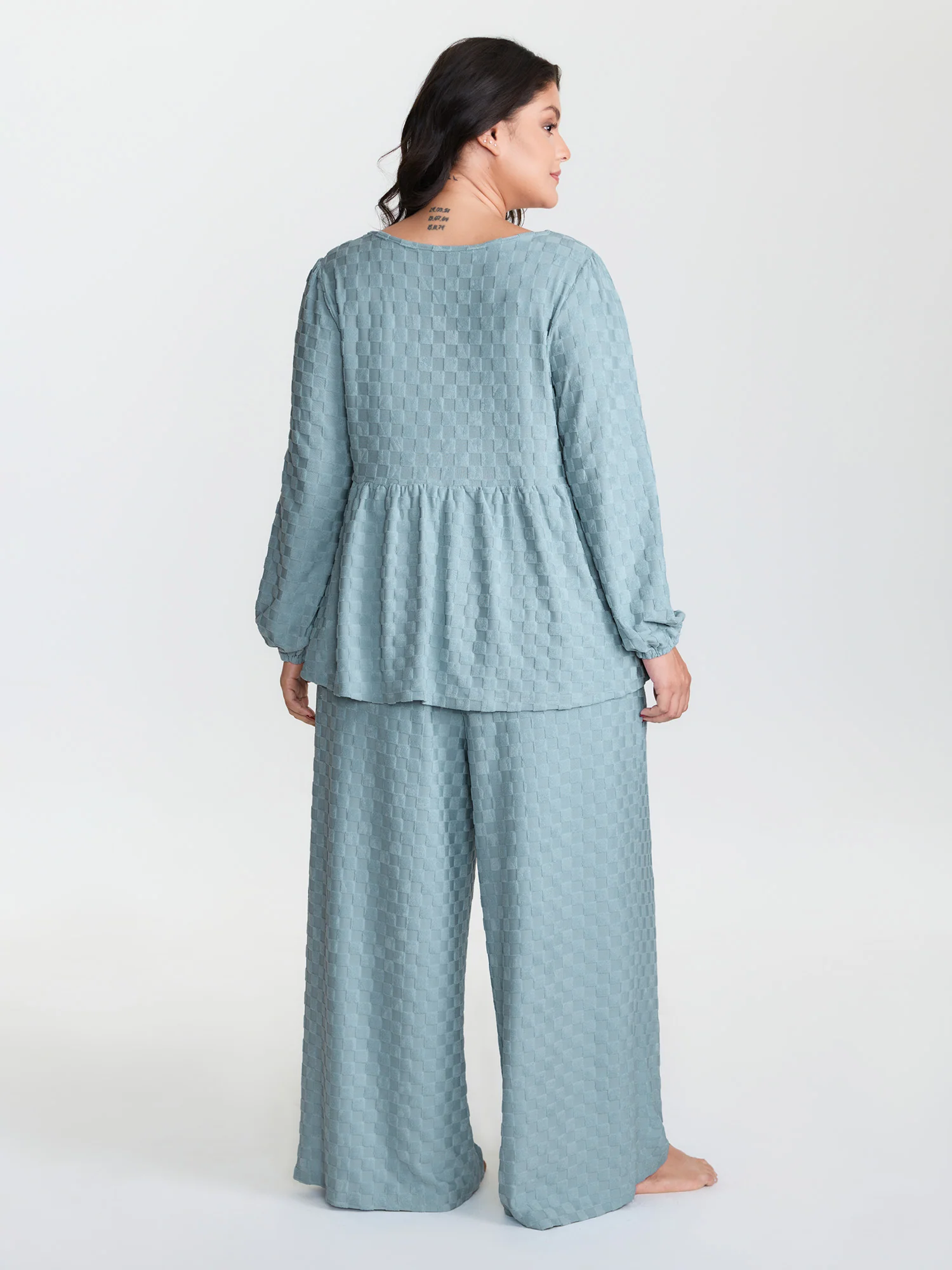Checkered Textured Co-ord Lounge Set - Image 8
