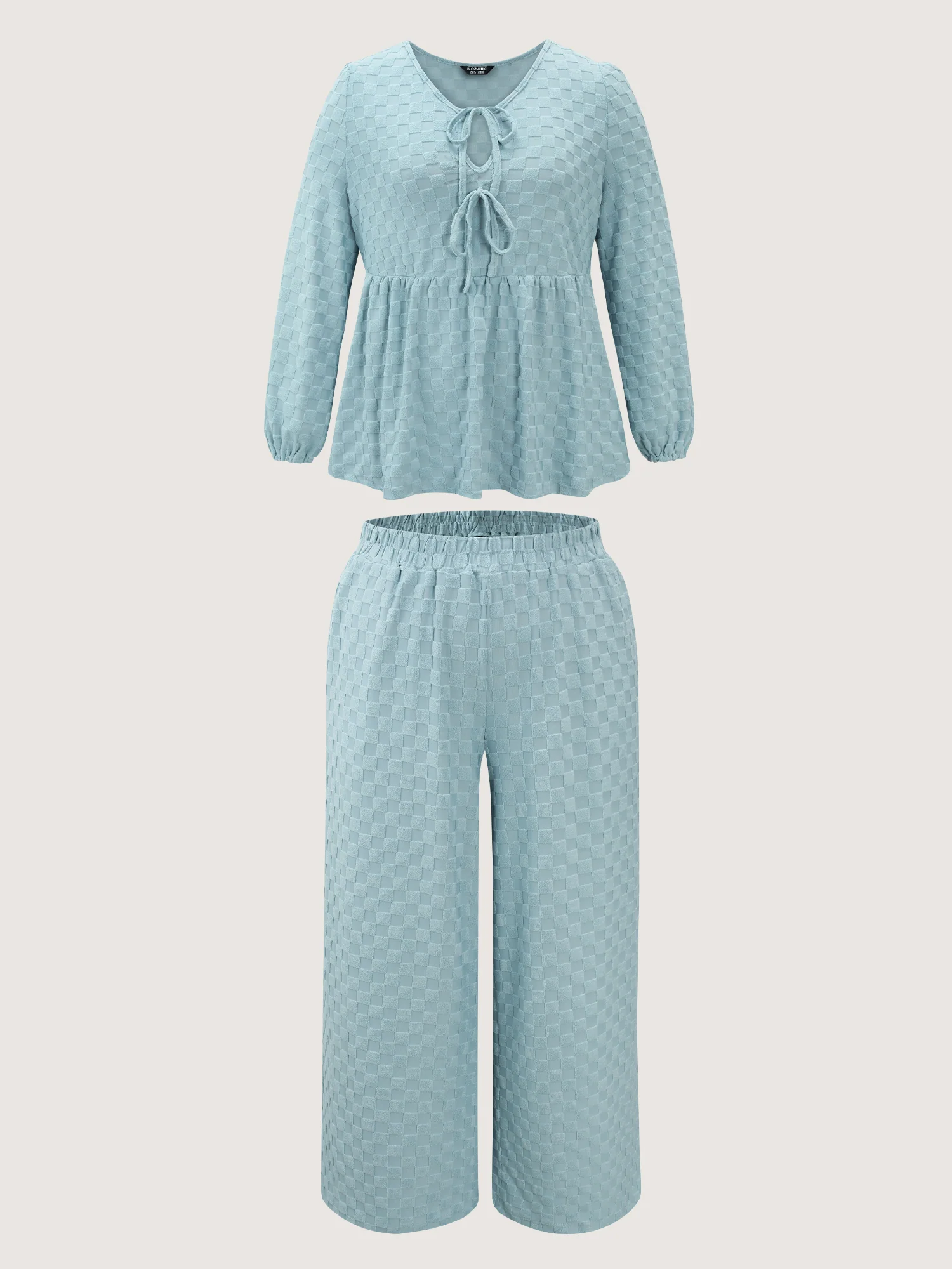 Checkered Textured Co-ord Lounge Set - Image 9