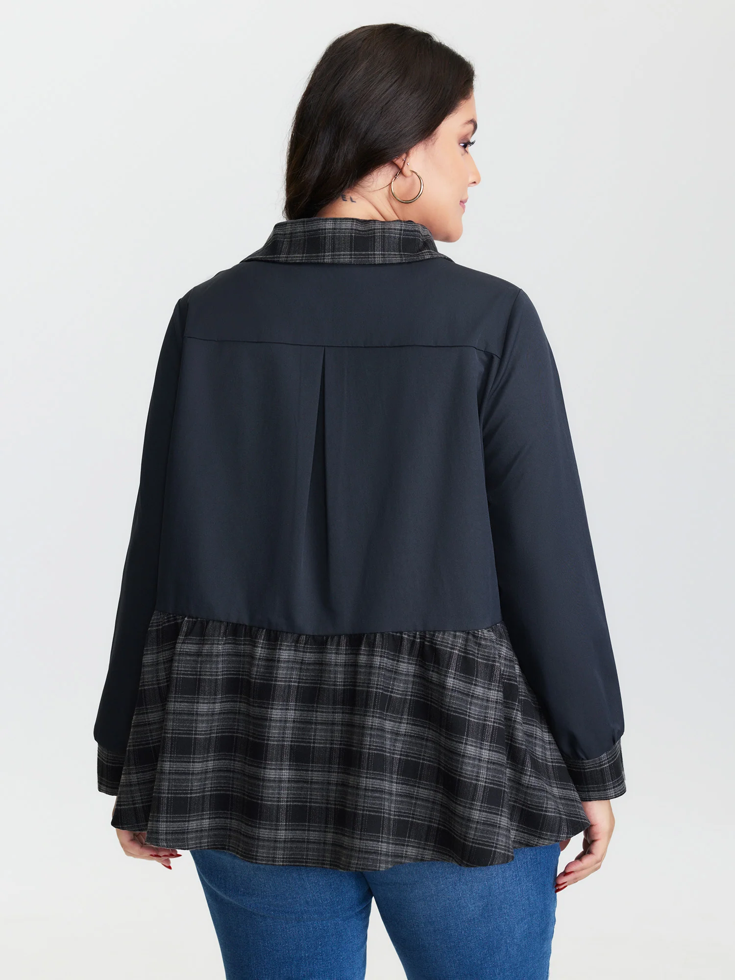 Checkered Zipper Front Pockets Jacket - Image 4