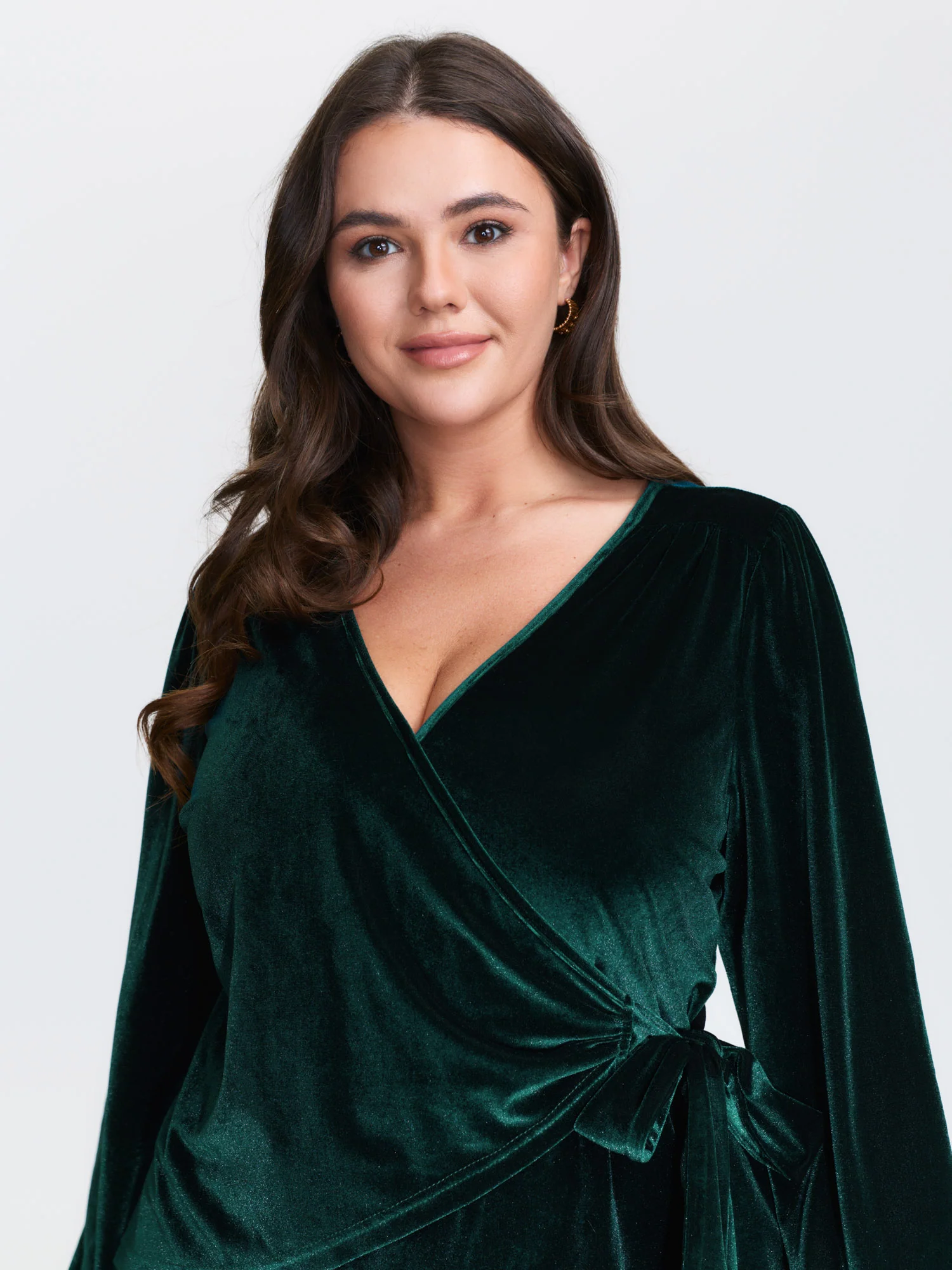 Cheerful Velvet Wrap Tie Blouse - Image 2