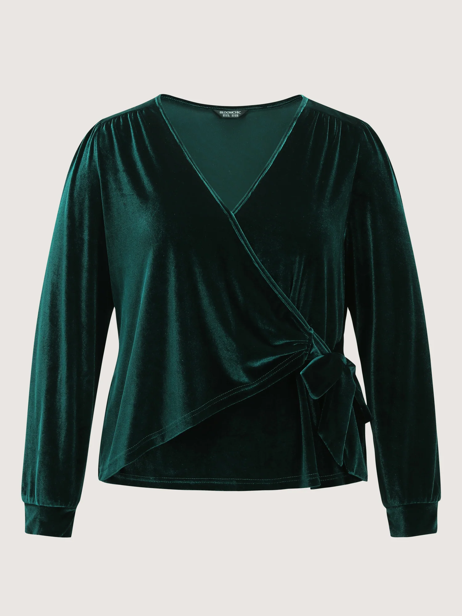 Cheerful Velvet Wrap Tie Blouse - Image 7