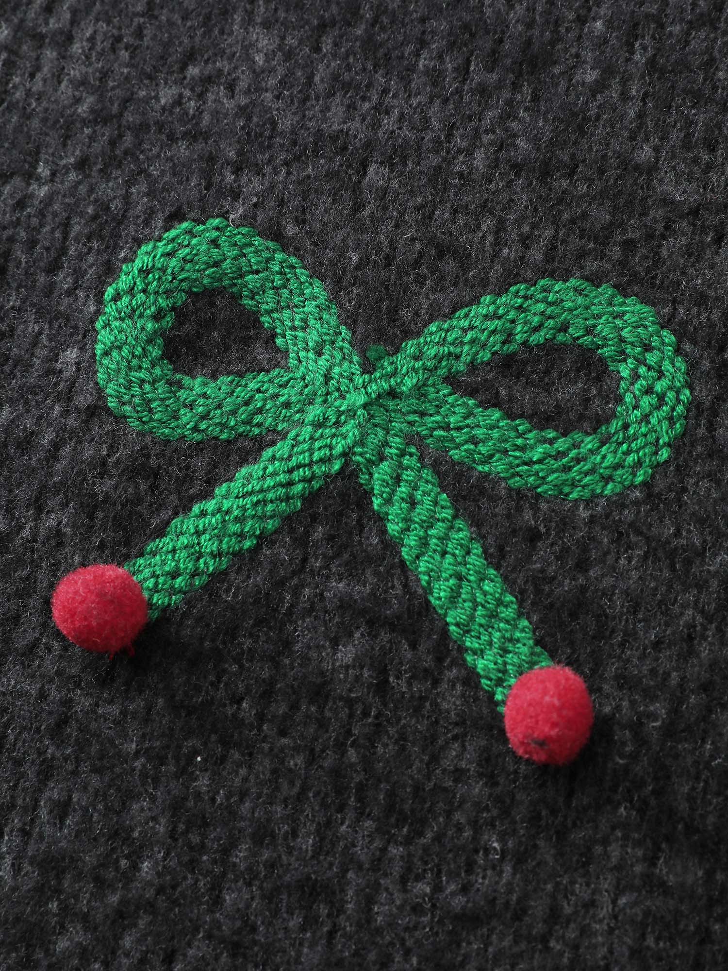 Cherry Cord Embroidery Textured Sweatshirt - Image 5