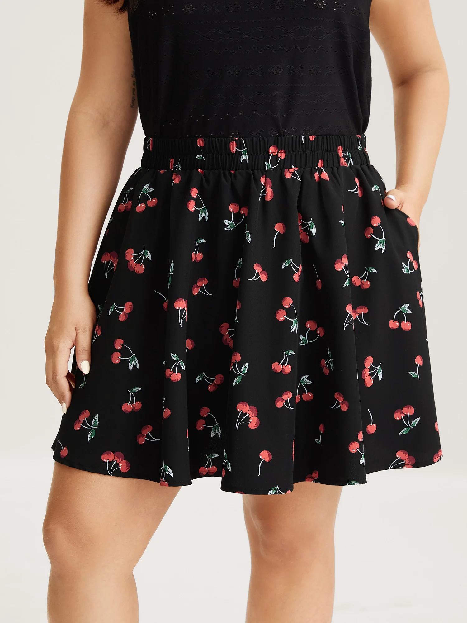 Cherry-licious Pleated Midi Skirt
