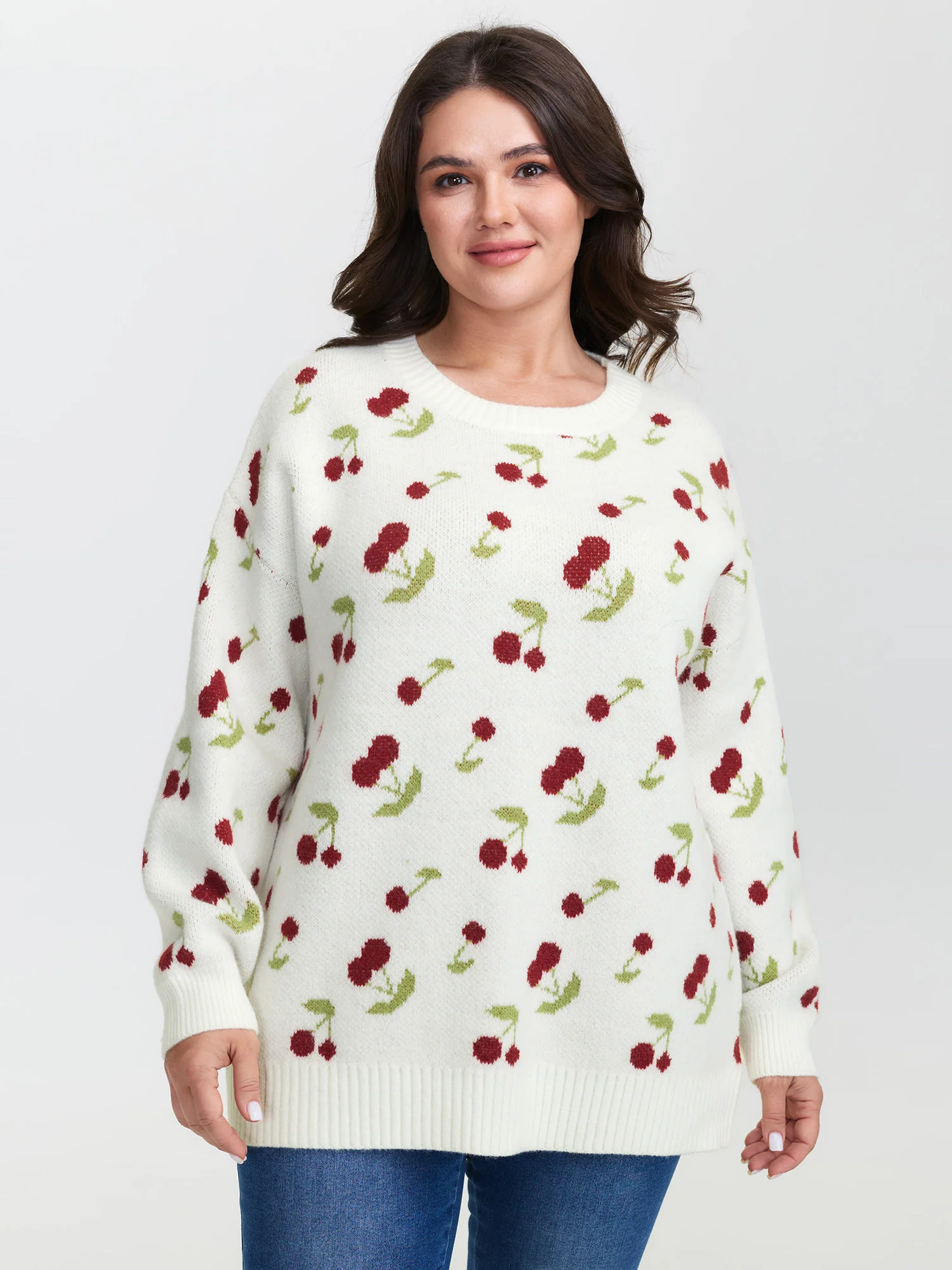Cherry Pattern Jacquard Pullover - Image 2