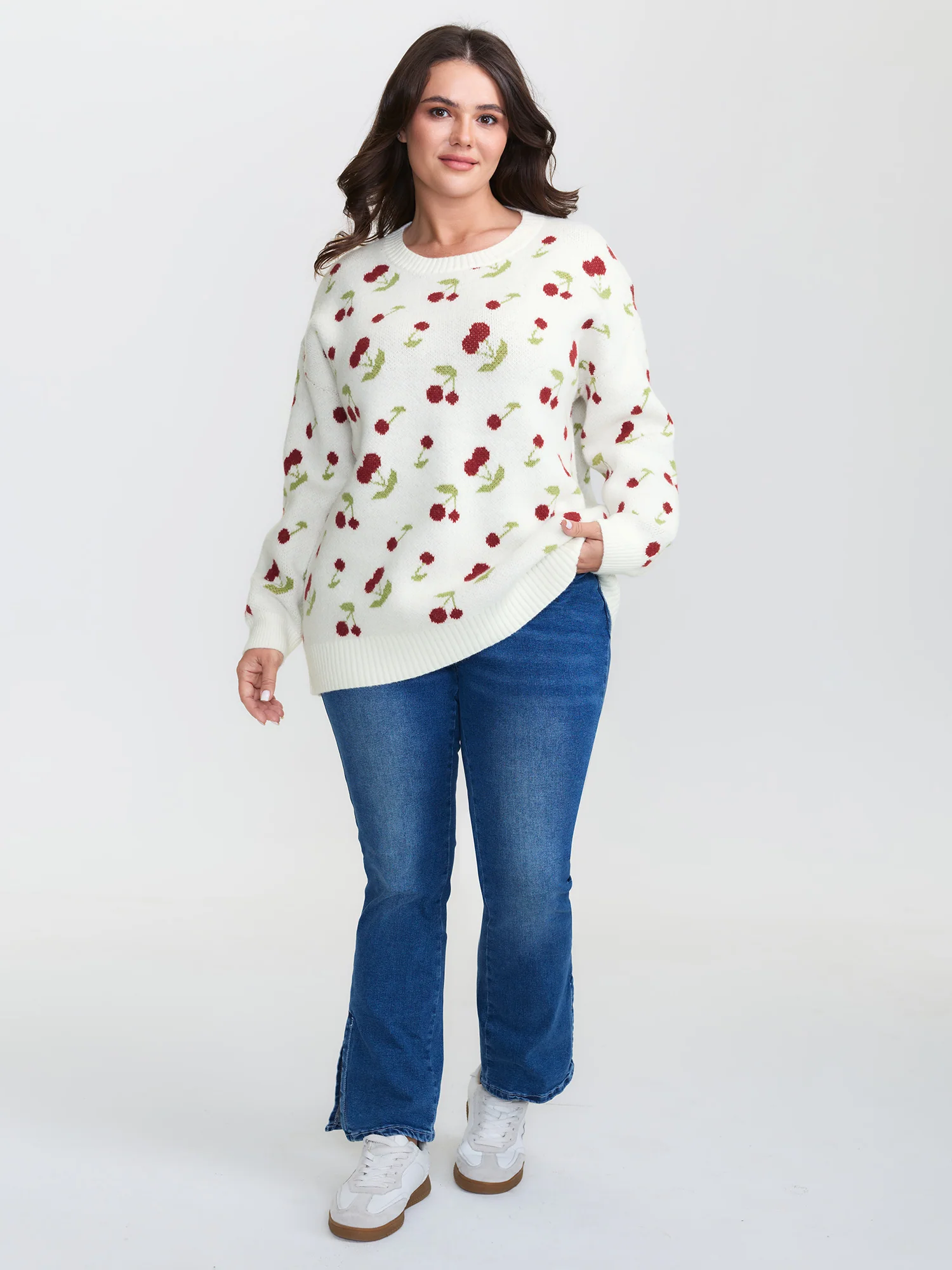 Cherry Pattern Jacquard Pullover - Image 3