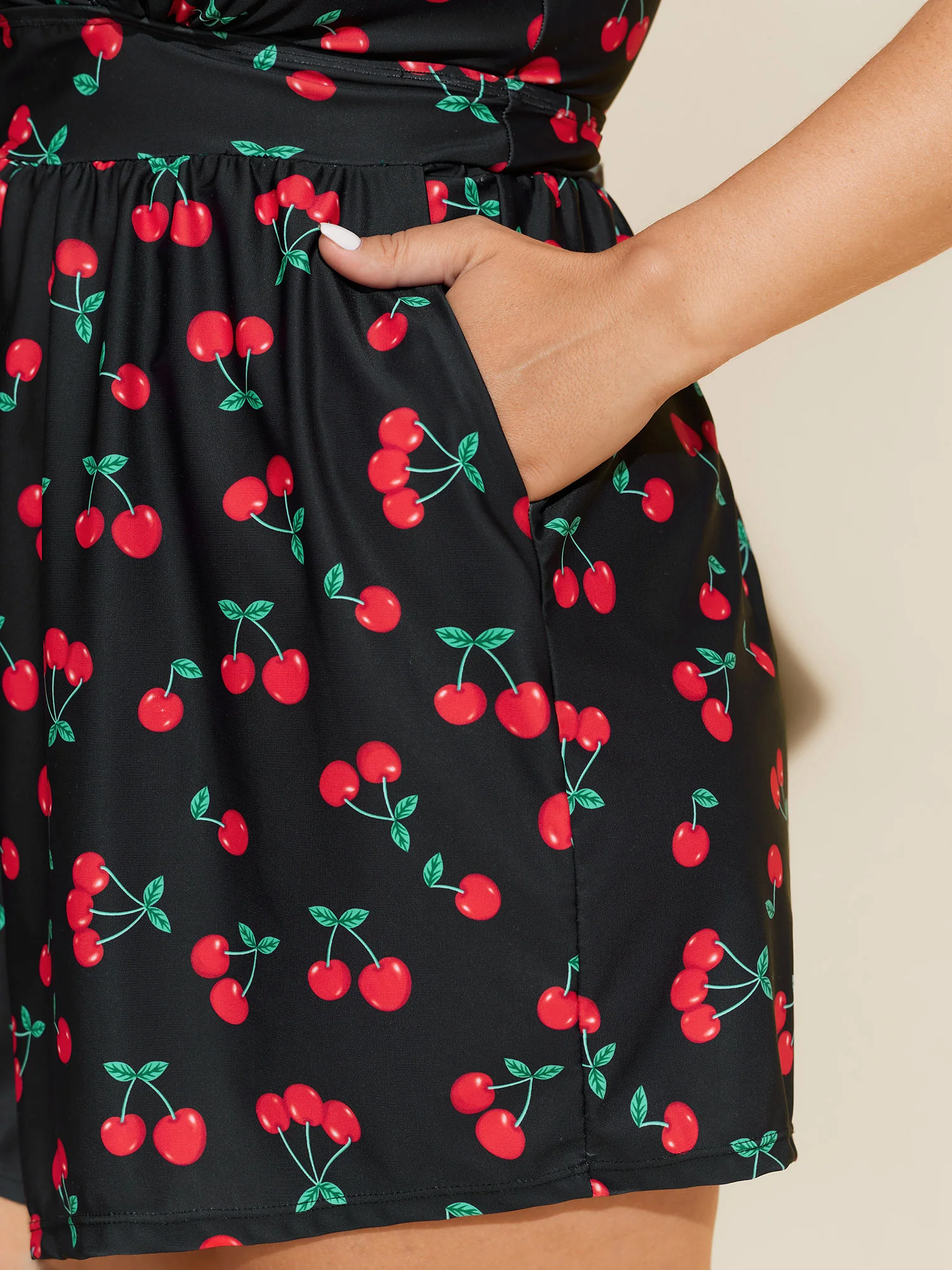 Cherry Print Adjustable One-Piece Swimsuit - Image 4