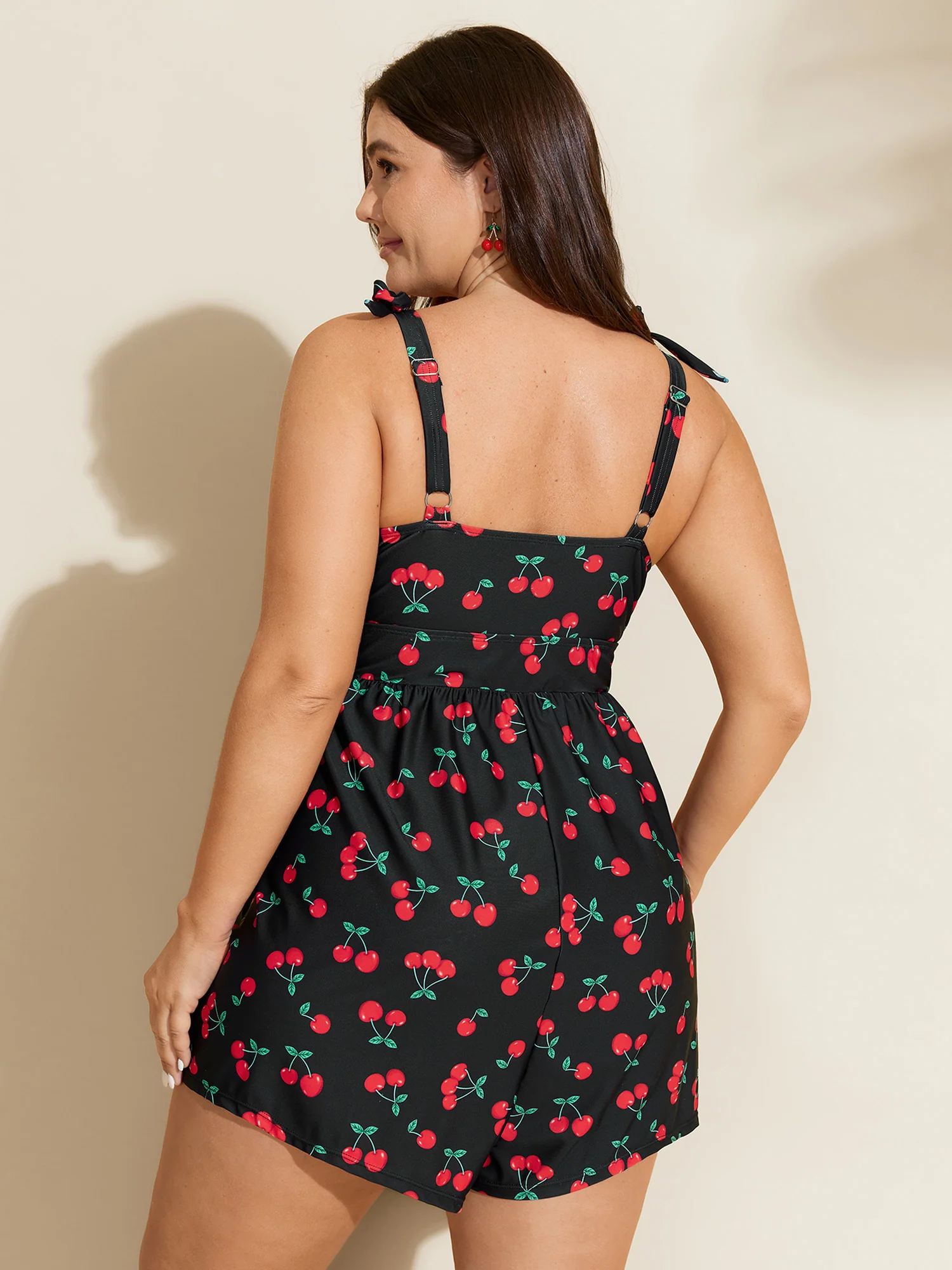 Cherry Print Adjustable One-Piece Swimsuit - Image 6