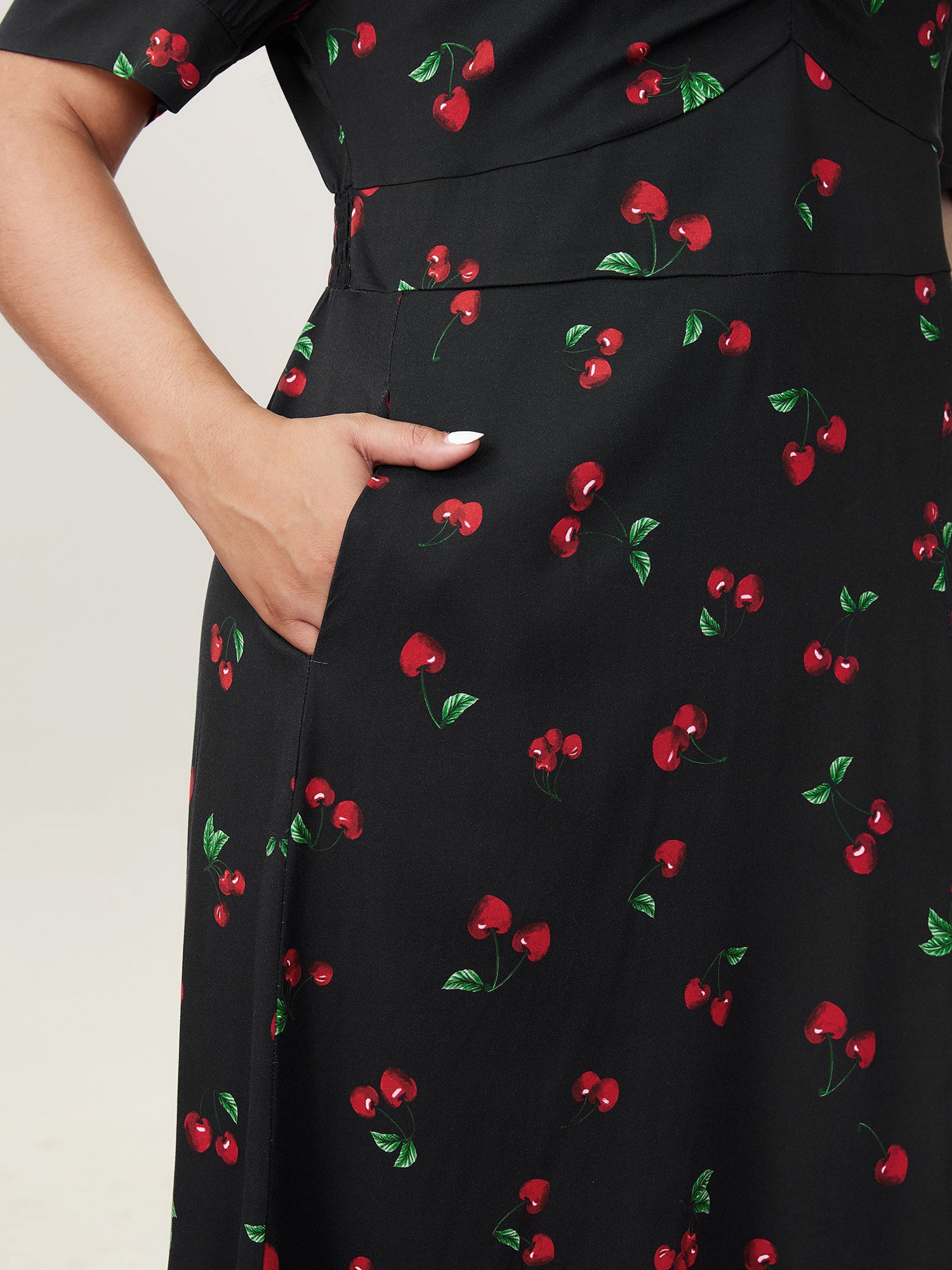 Cherry Print Split Hem Midi Dress - Image 4