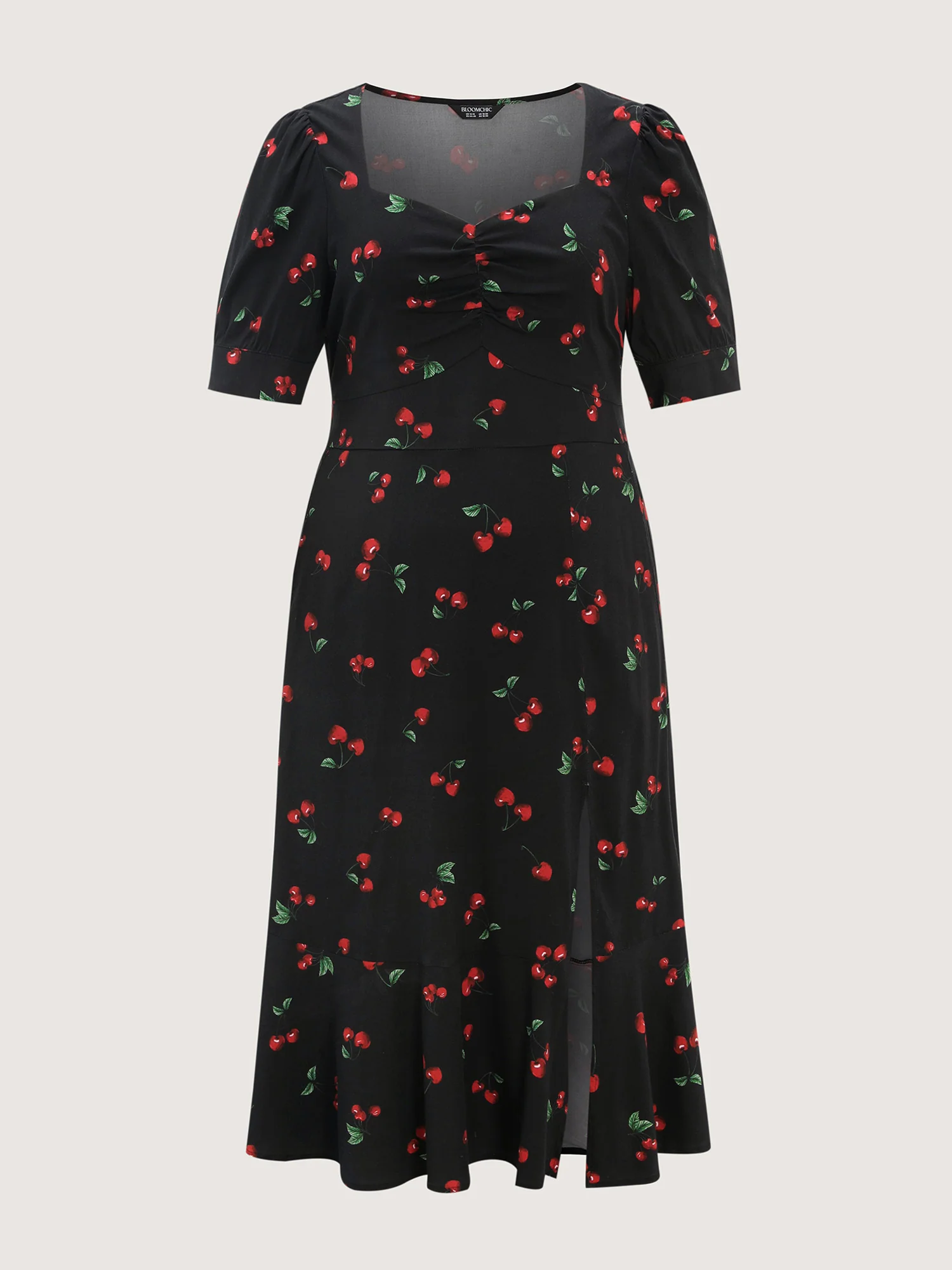 Cherry Print Split Hem Midi Dress - Image 8