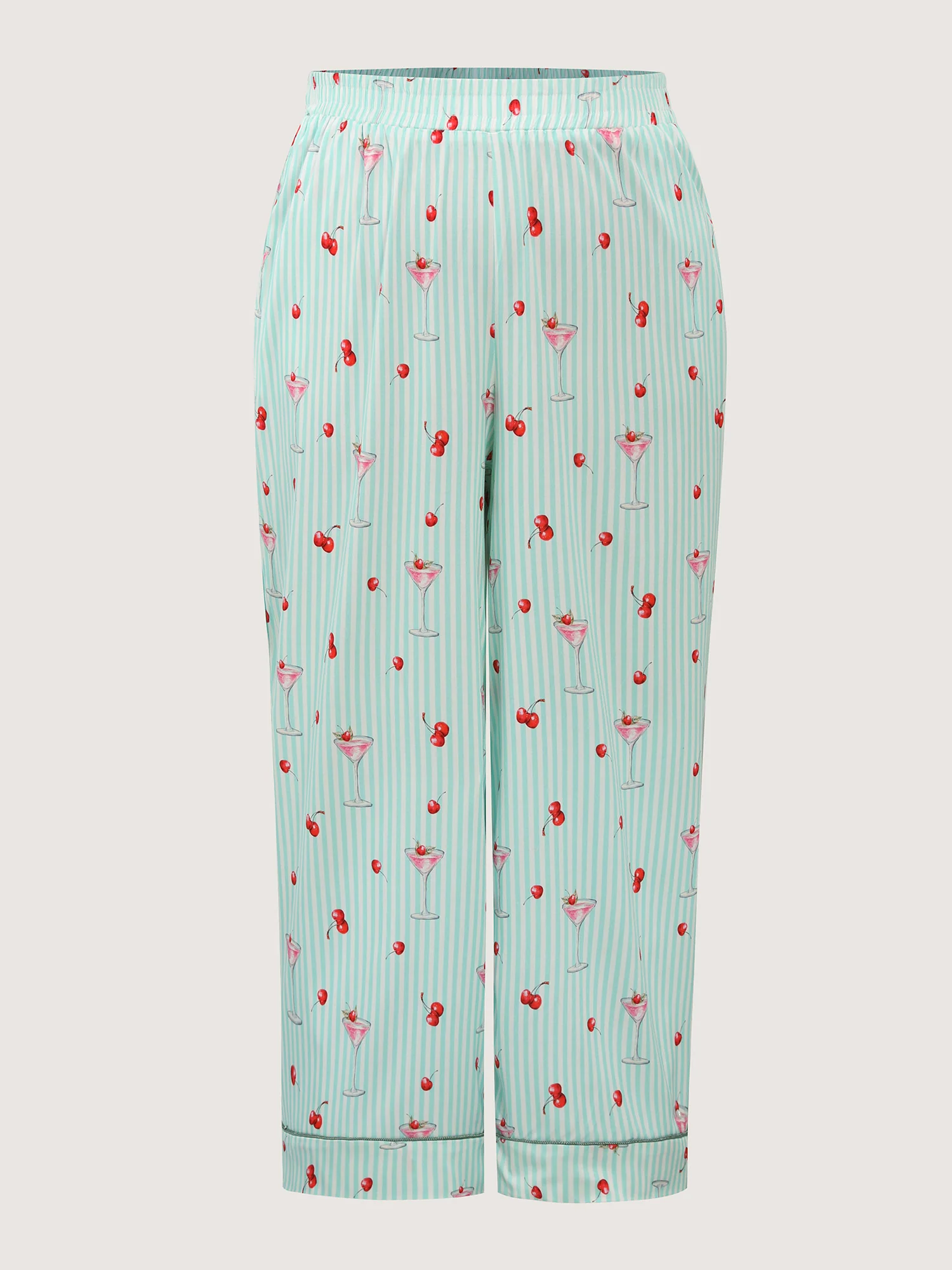 Cherry Print Stretchy Waistband Cozy-Fit Lounge Bottoms - Image 8