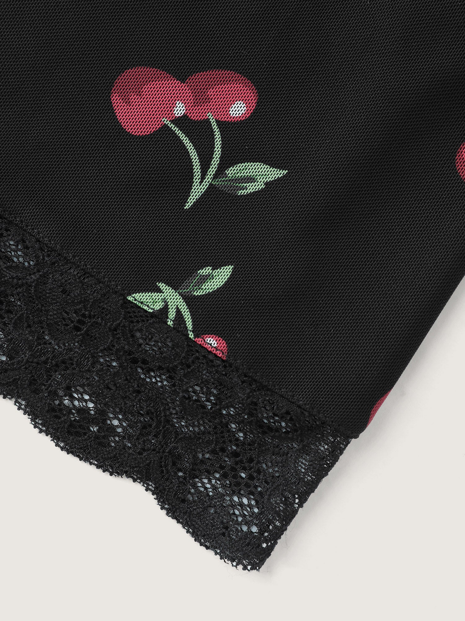 Sweet Cherry Lace Sleeve Lounge Romper - Image 8