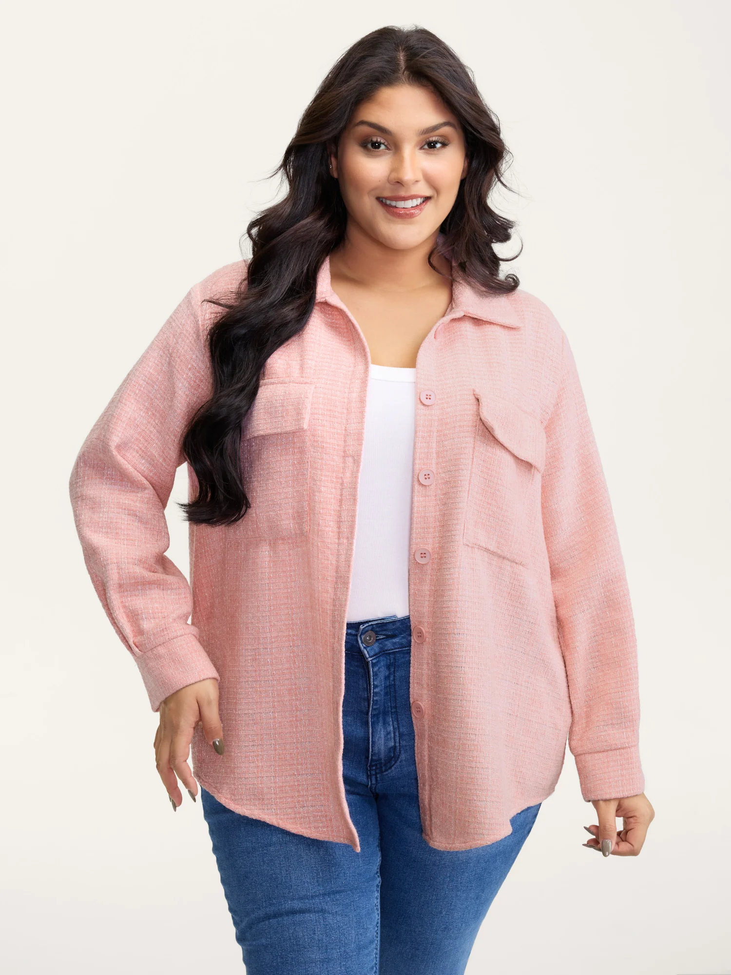 Chest Flaps Textured Button-Down Jacket - Image 2