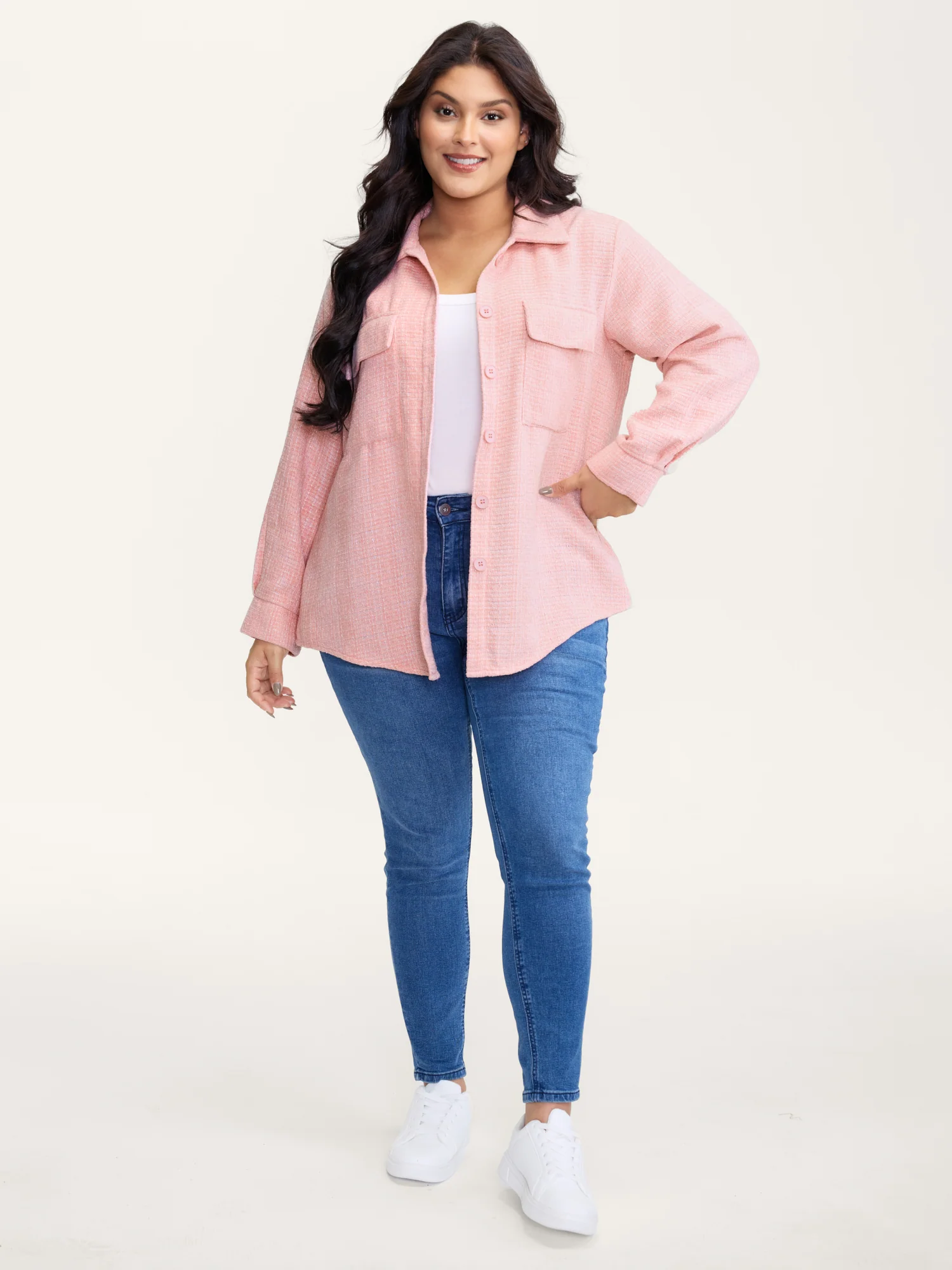 Chest Flaps Textured Button-Down Jacket - Image 3
