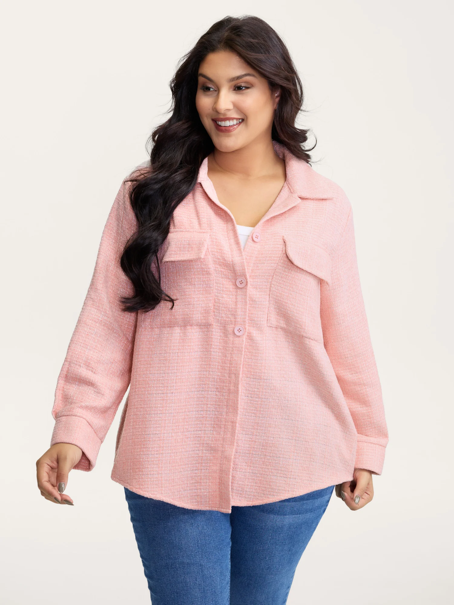 Chest Flaps Textured Button-Down Jacket - Image 4