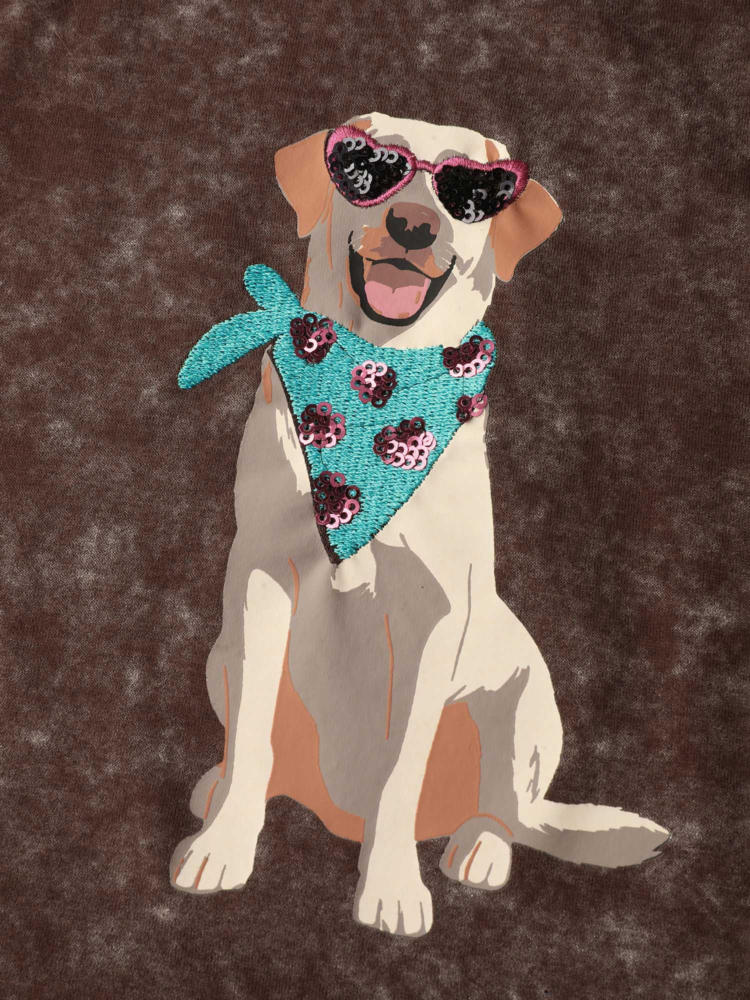 Chic Dog Pattern Snowflake Effect T-Shirt - Image 5