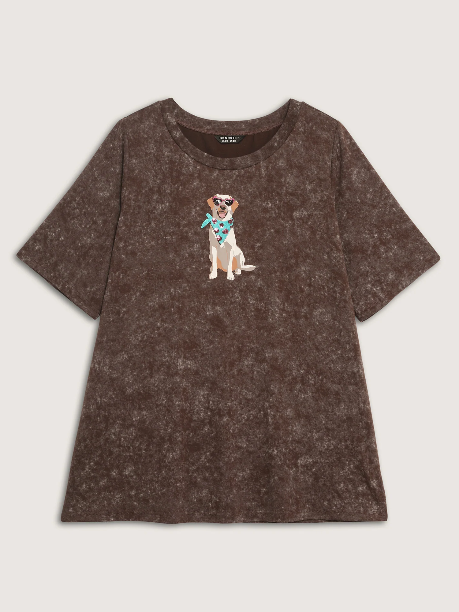 Chic Dog Pattern Snowflake Effect T-Shirt - Image 6