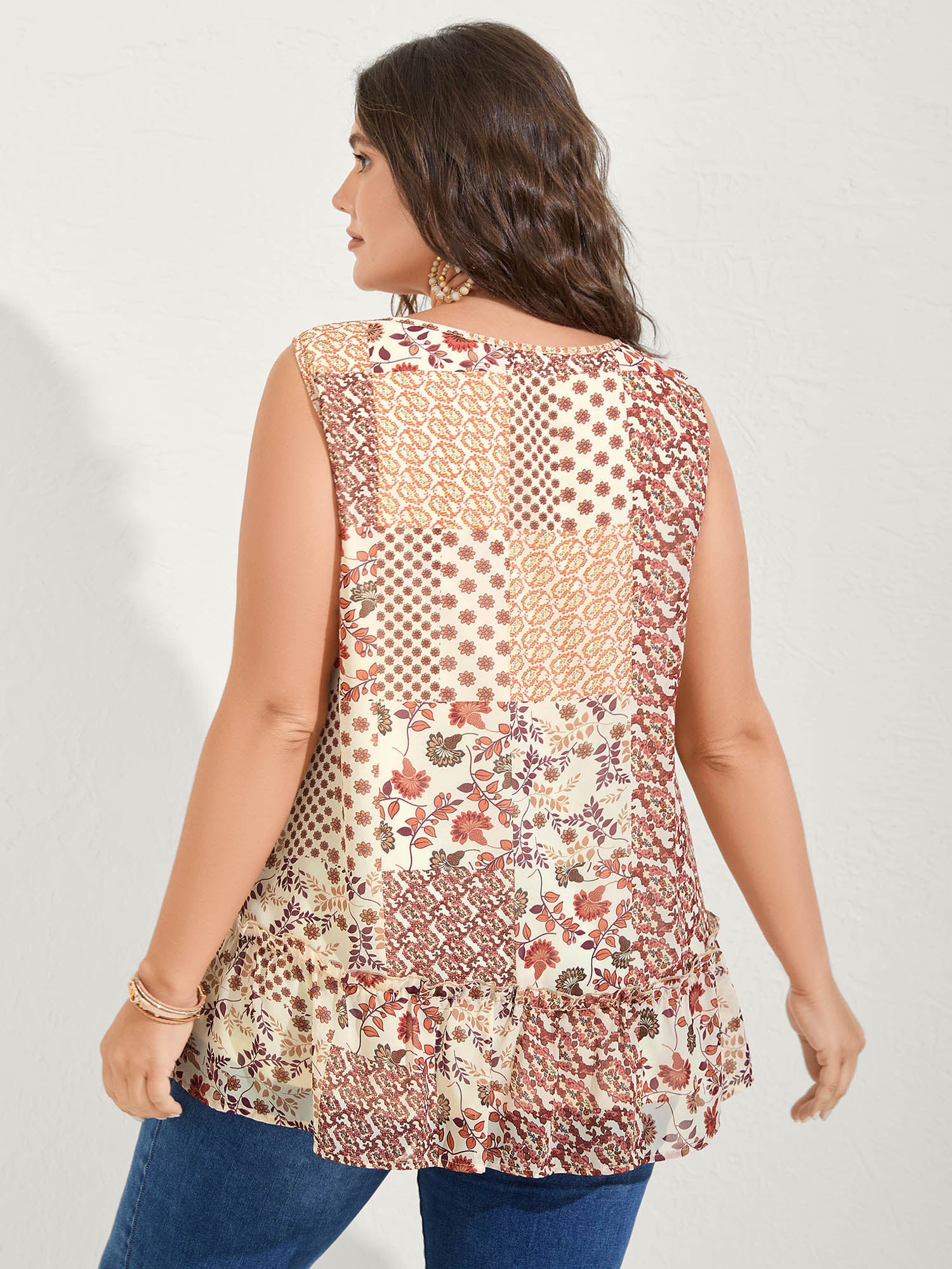 Chiffon Boho Collage Flowy Tank Top - Image 4