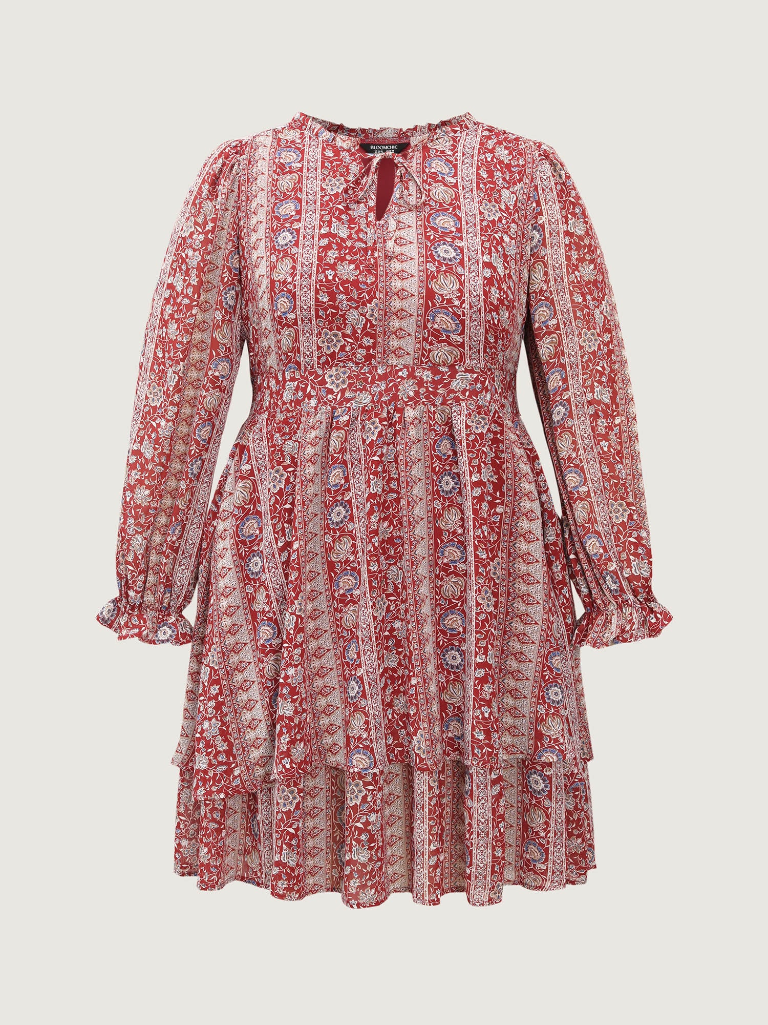 Chiffon Boho Stripe Stretchy Waist Midi Dress - Image 7