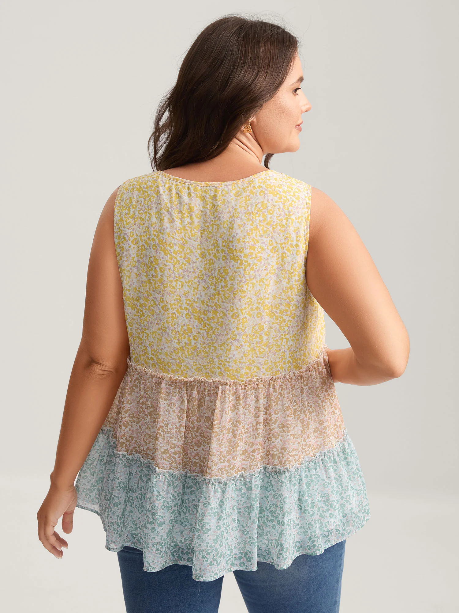 Chiffon Color Block Tiered Tank Top - Image 4