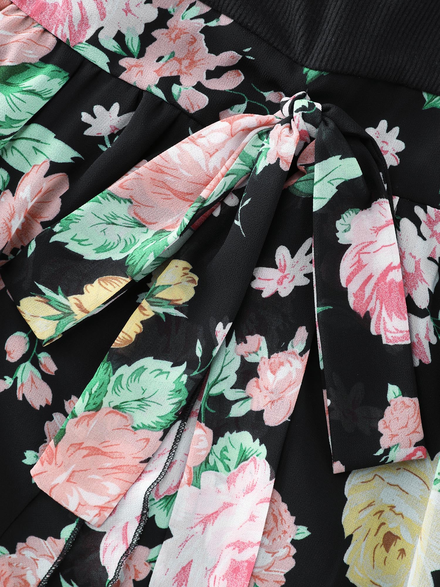 Chiffon Floral Pattern Layered Midi Dress - Image 5