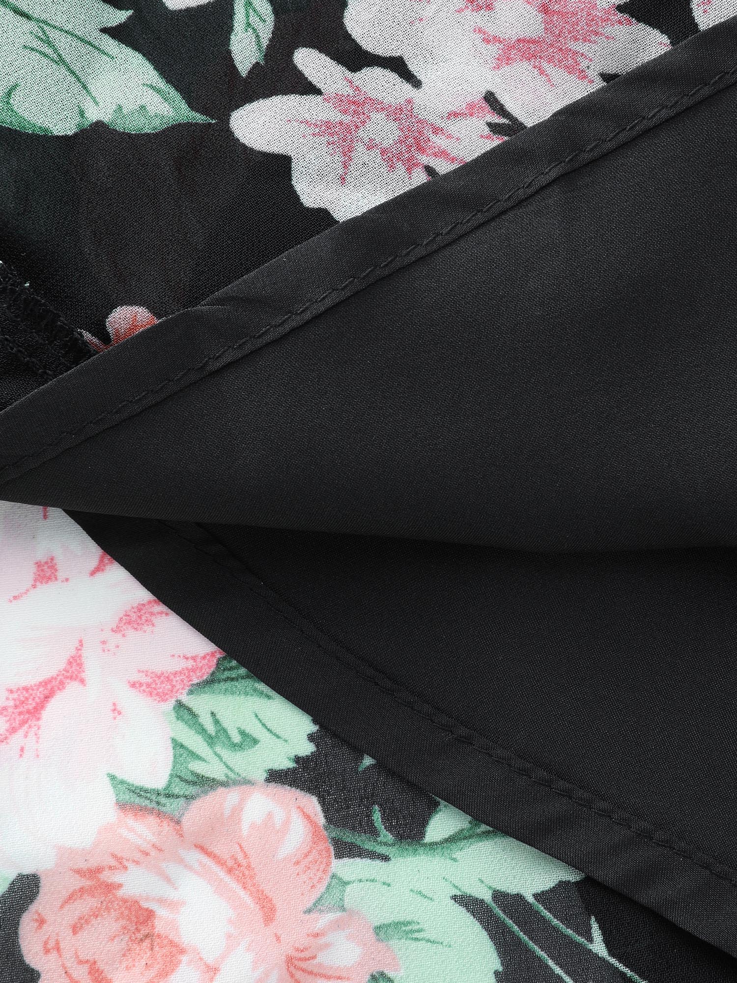 Chiffon Floral Pattern Layered Midi Dress - Image 6