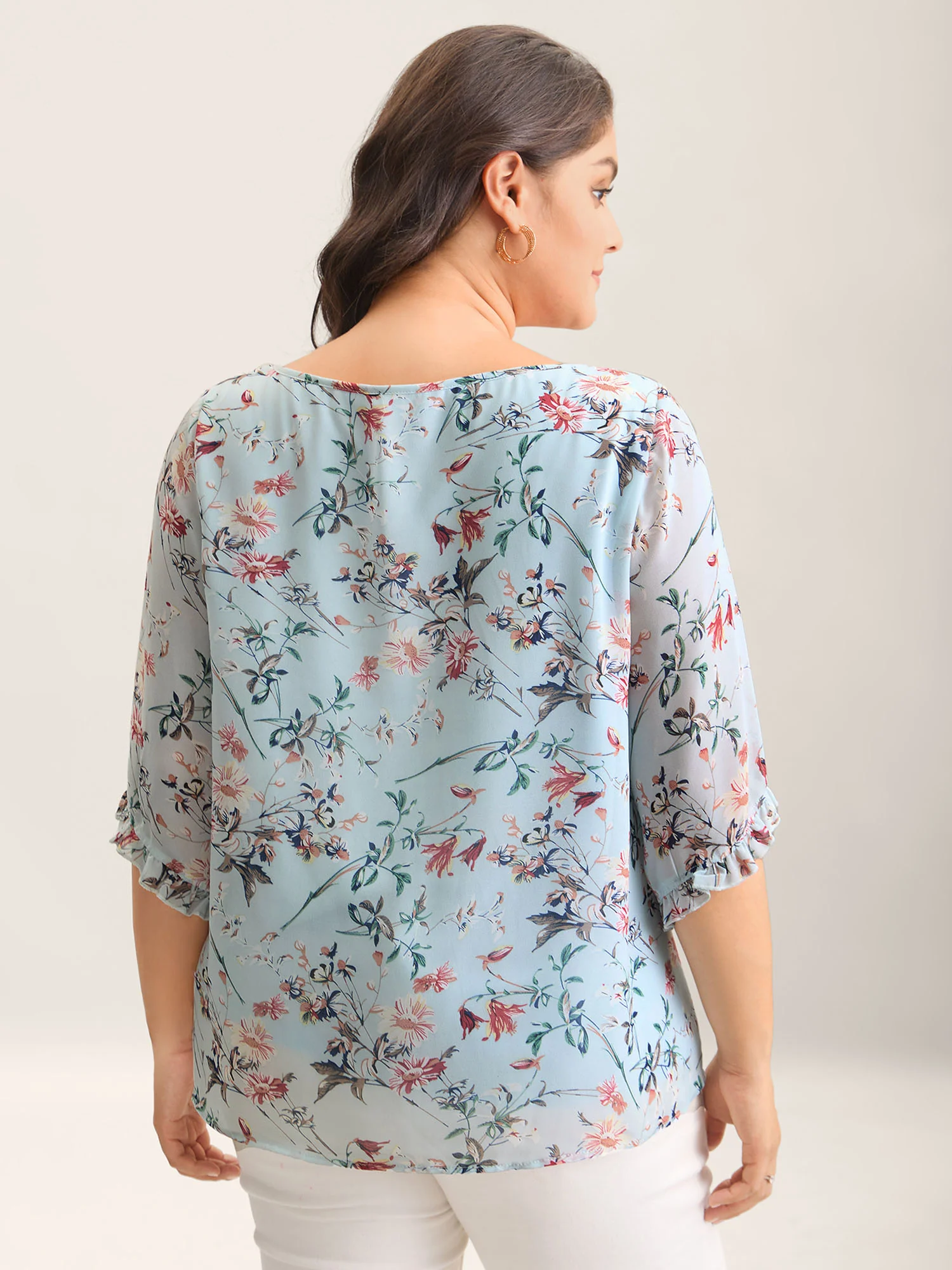 Chiffon Floral Print Flowy Blouse - Image 2