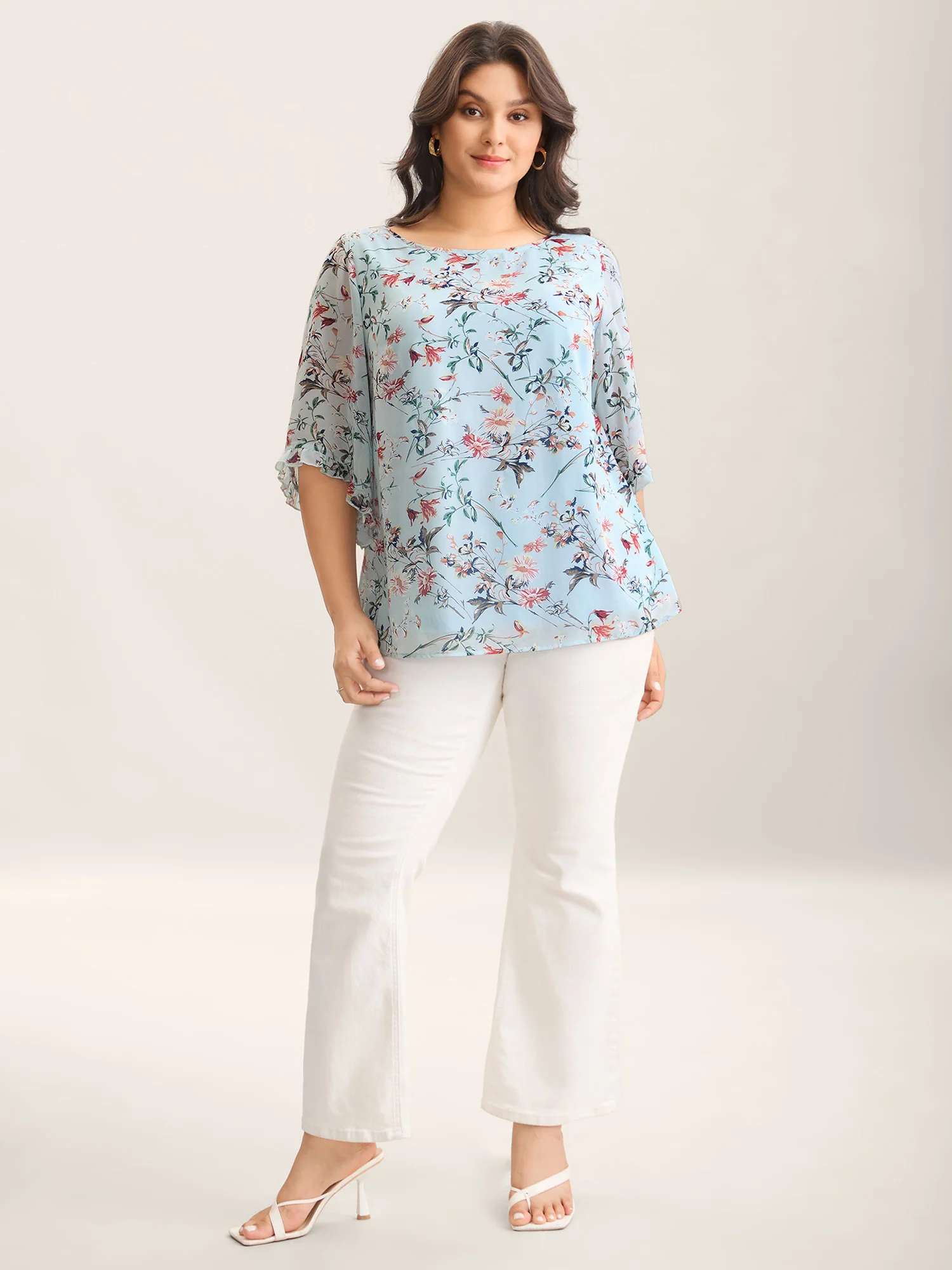 Chiffon Floral Print Flowy Blouse - Image 3