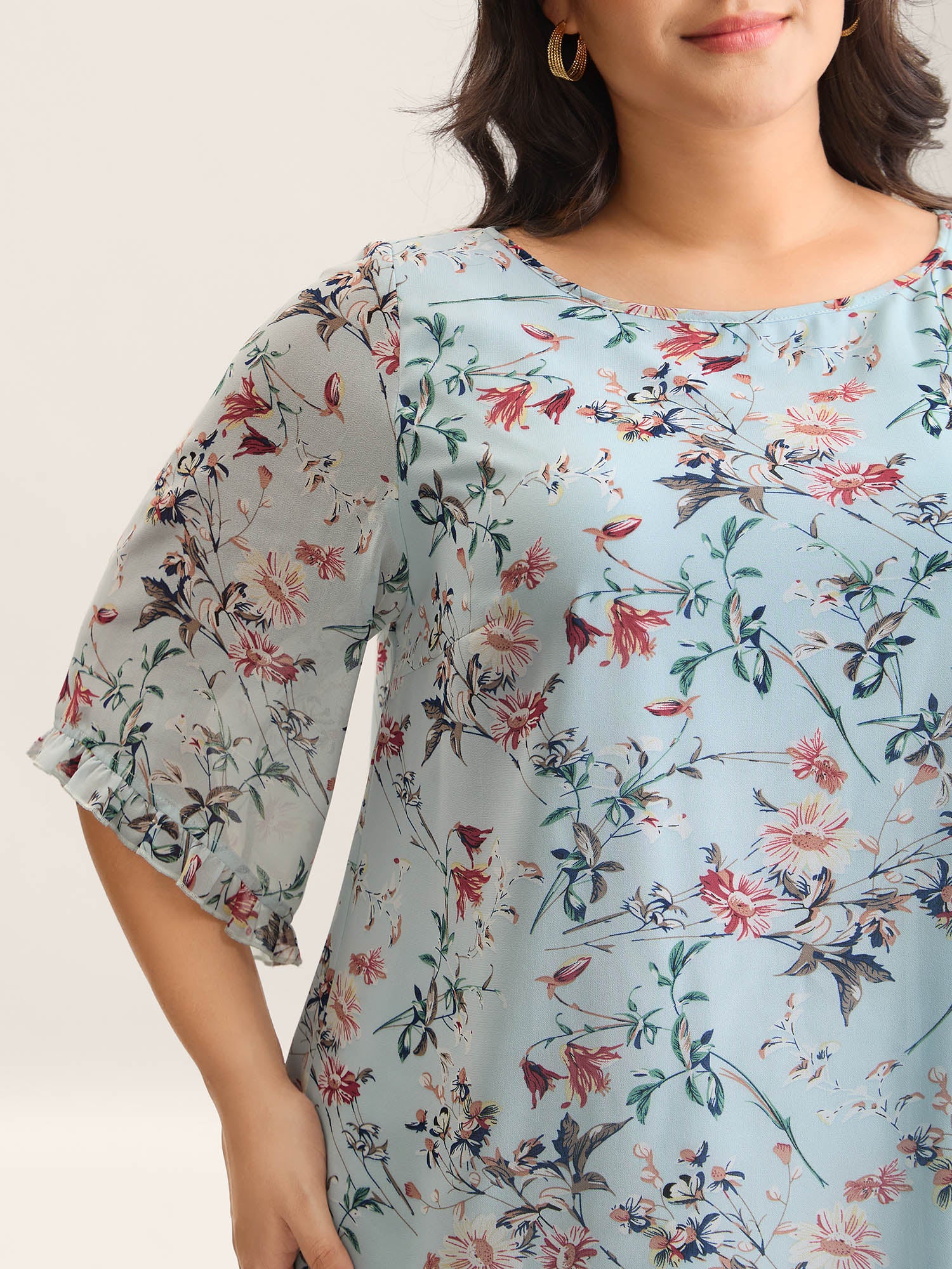 Chiffon Floral Print Flowy Blouse - Image 4