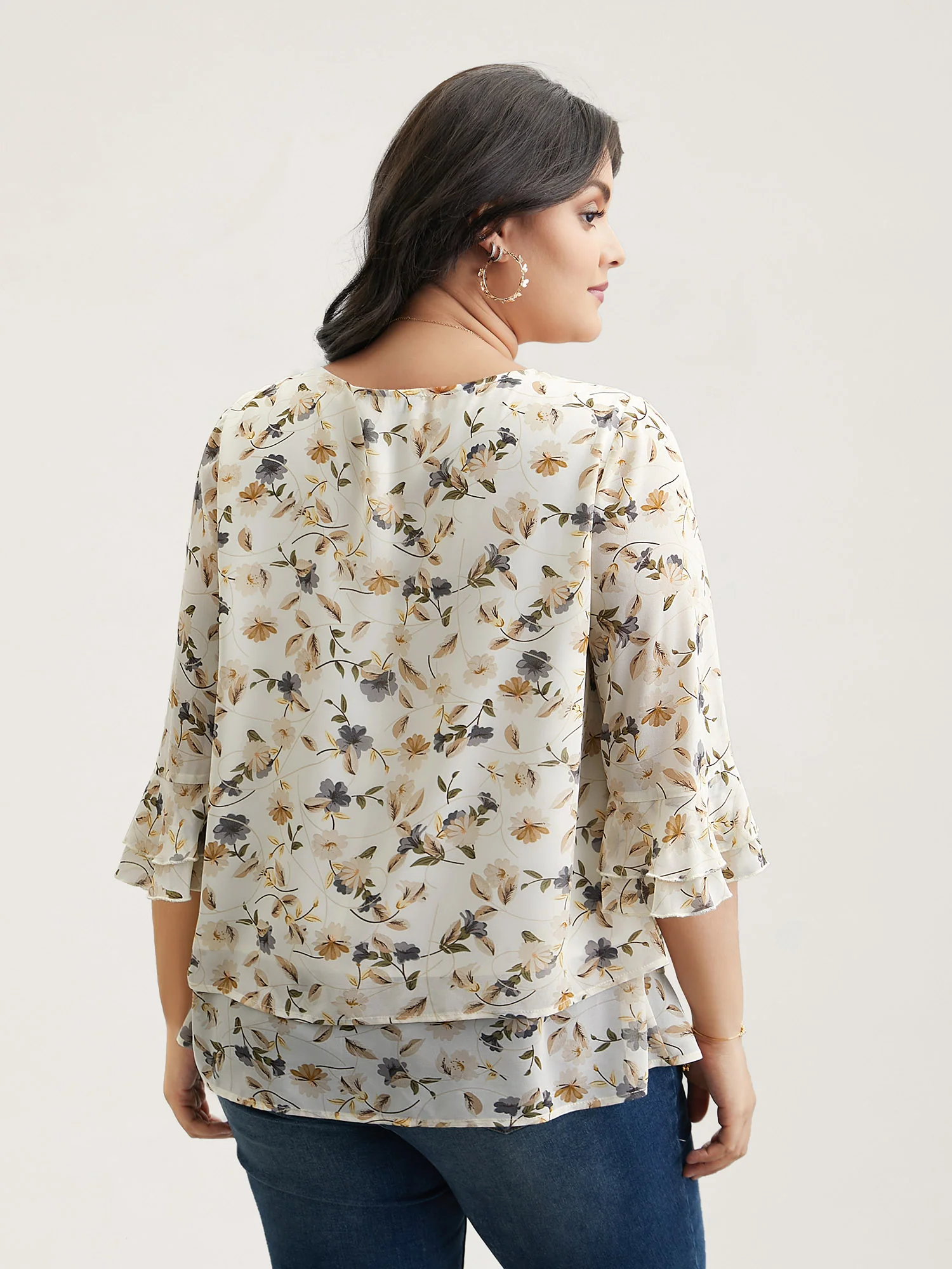Chiffon Floral Print Layered Blouse - Image 5