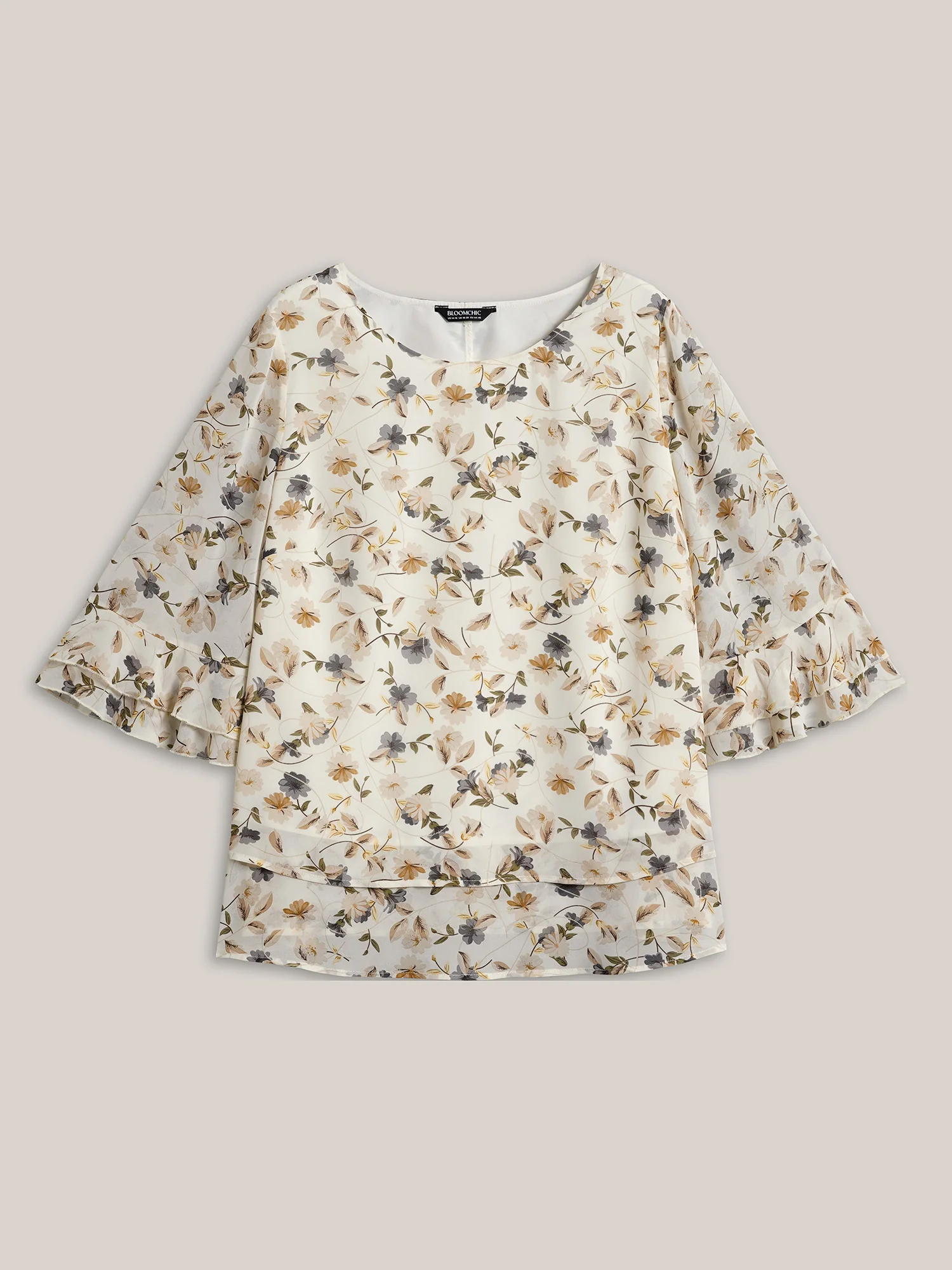Chiffon Floral Print Layered Blouse - Image 8