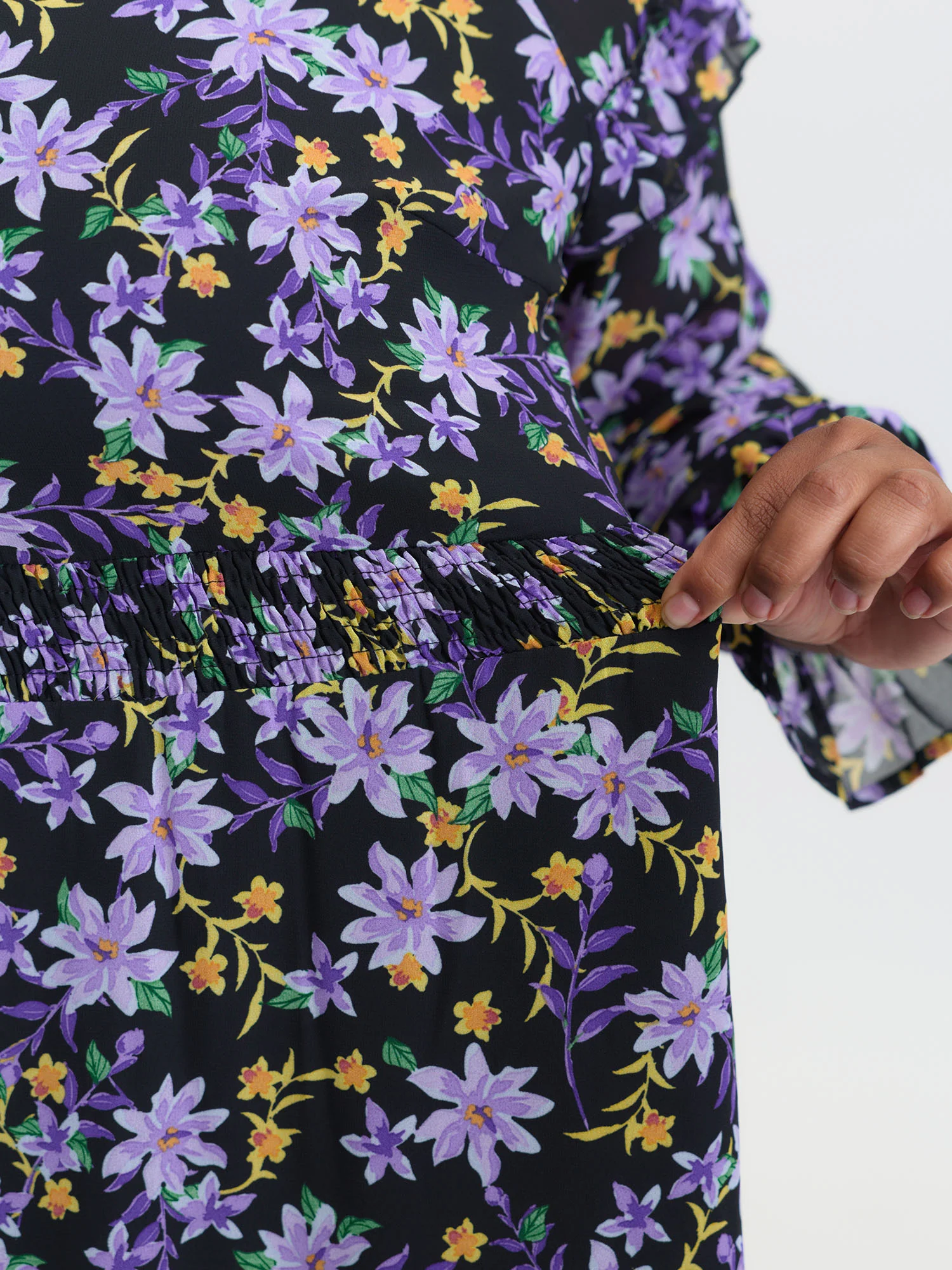 Chiffon Floral Print Ruffled Midi Dress - Image 4
