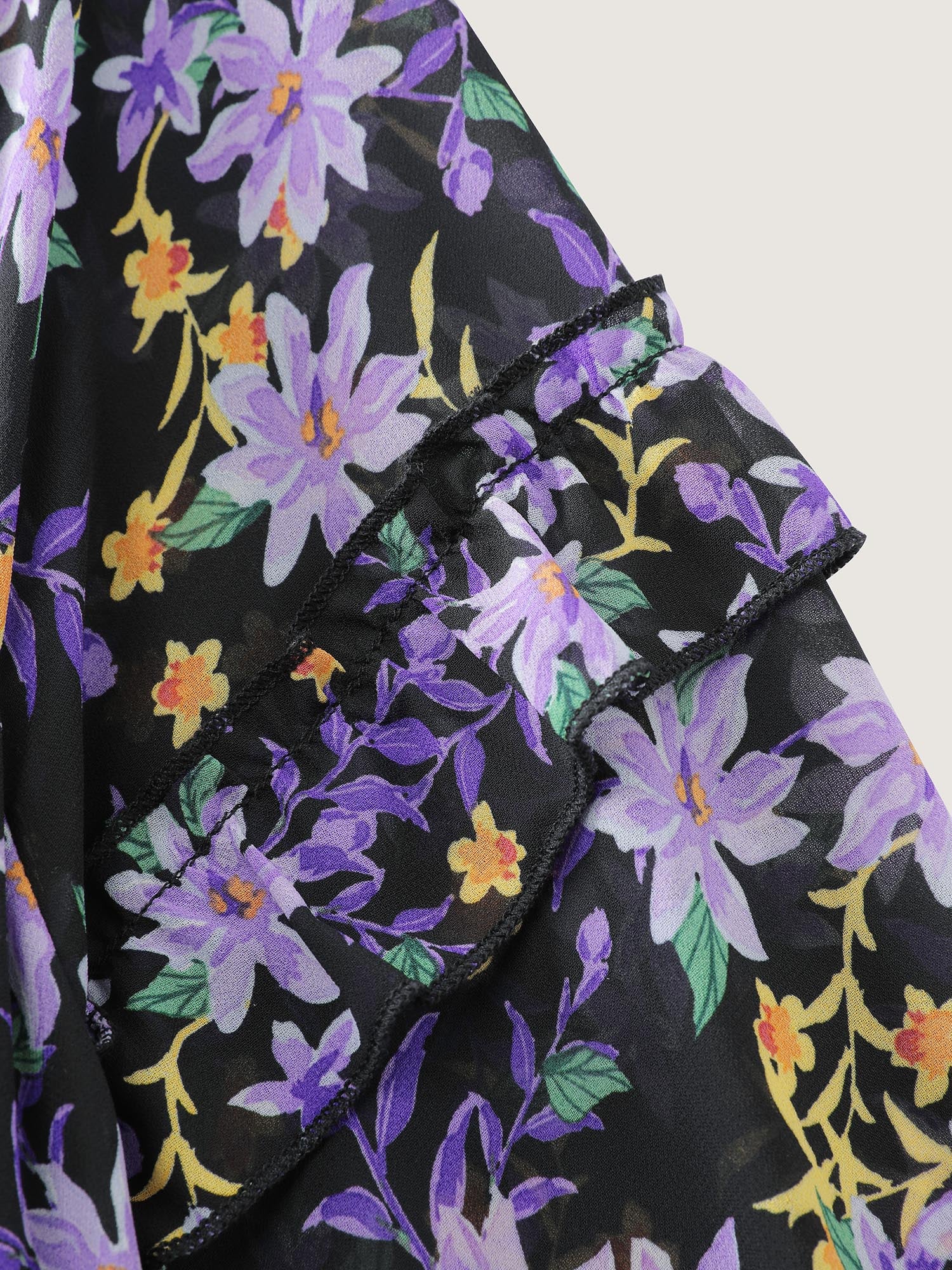 Chiffon Floral Print Ruffled Midi Dress - Image 7