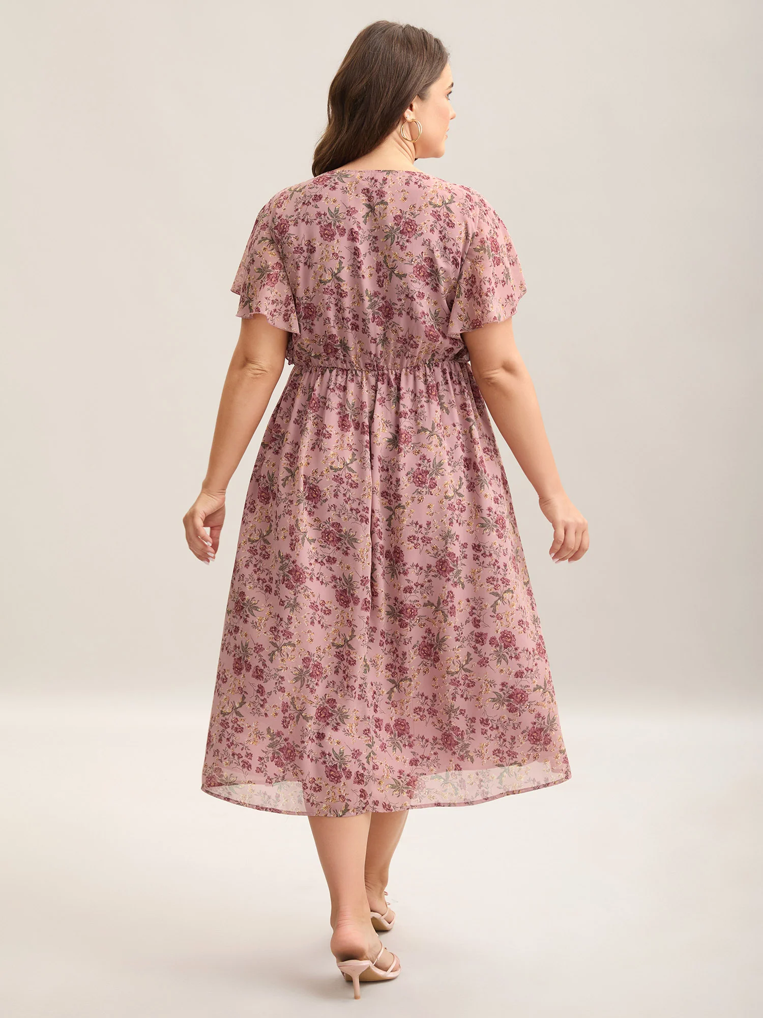 Chiffon Floral Print Ruffled Midi Dress - Image 16