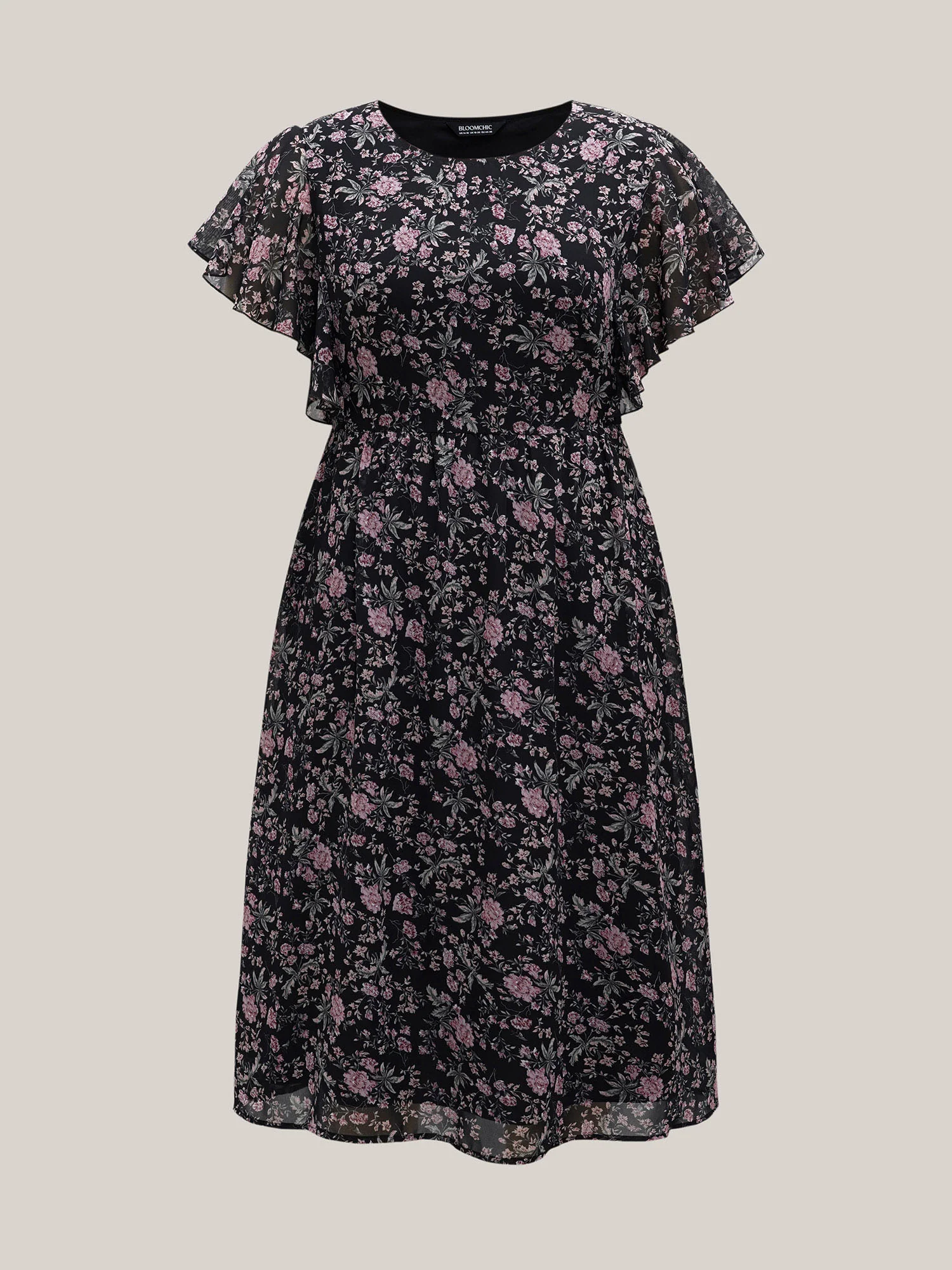 Chiffon Floral Print Ruffled Midi Dress - Image 8