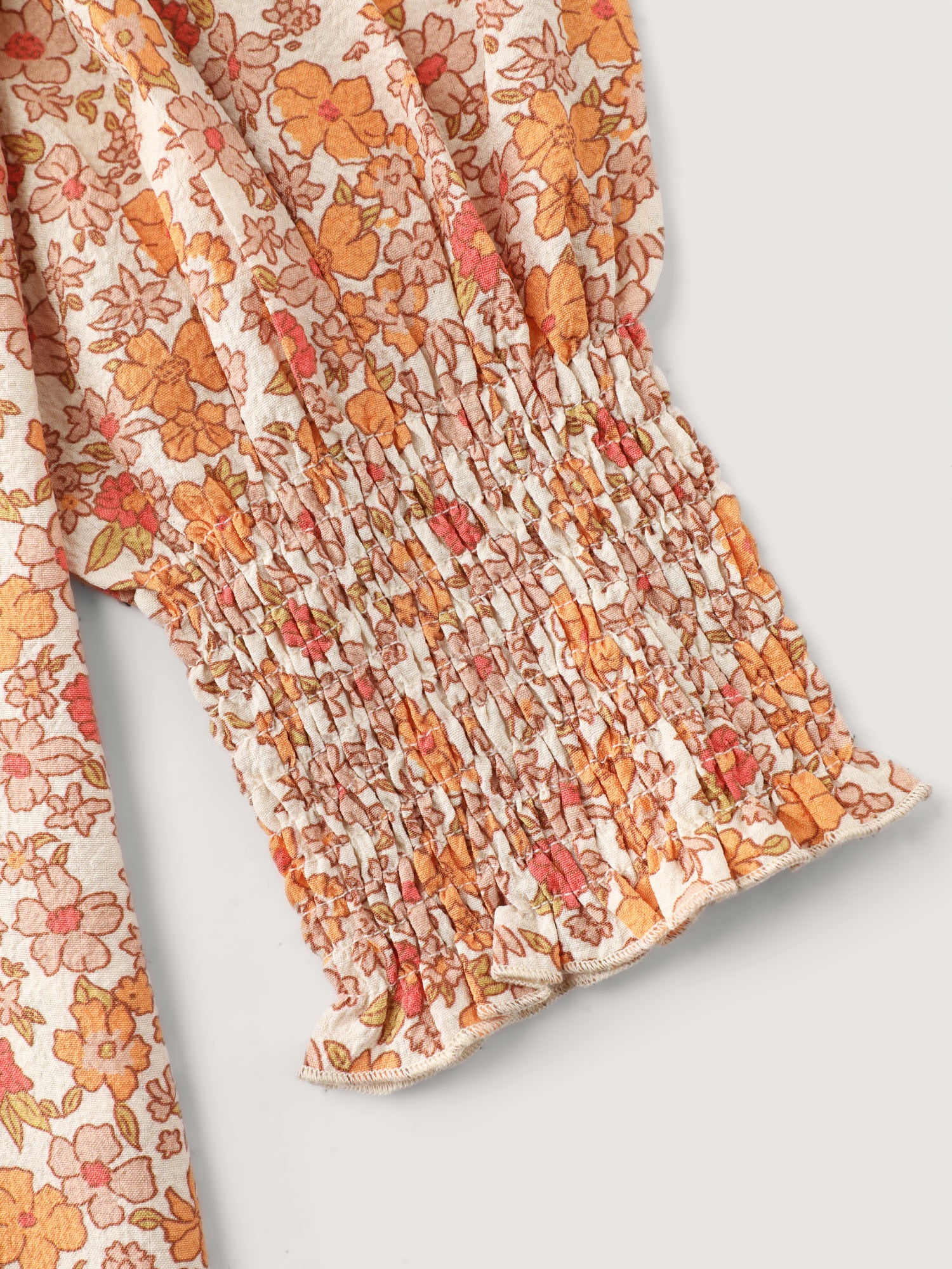 Chiffon Floral Print Ruffled Shoulder Blouse - Image 6