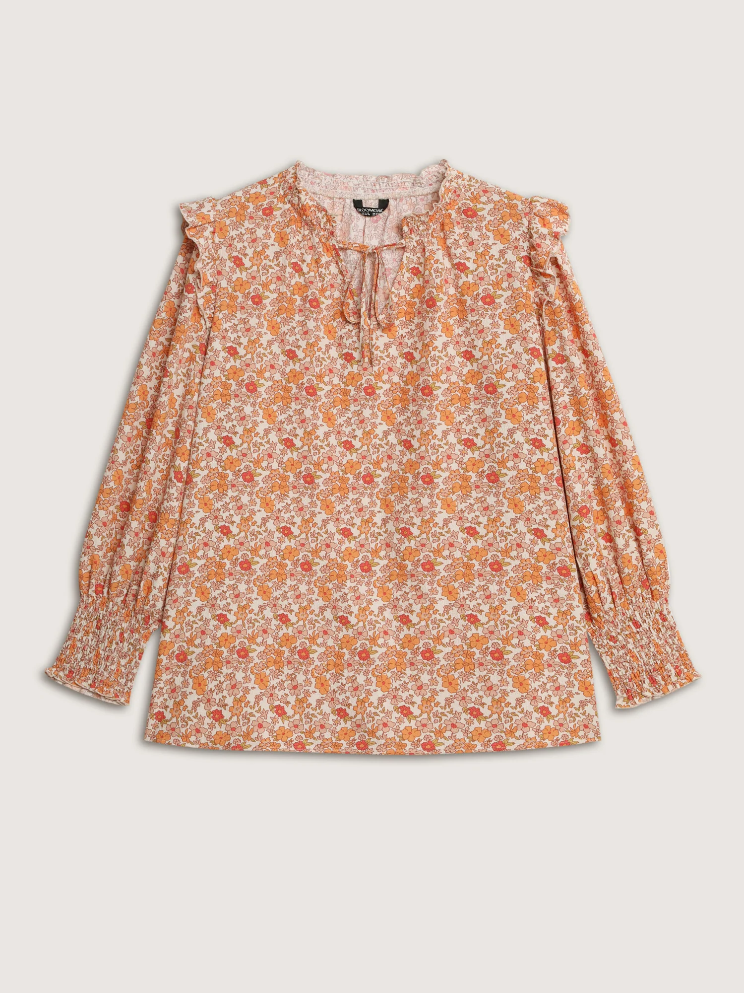 Chiffon Floral Print Ruffled Shoulder Blouse - Image 7