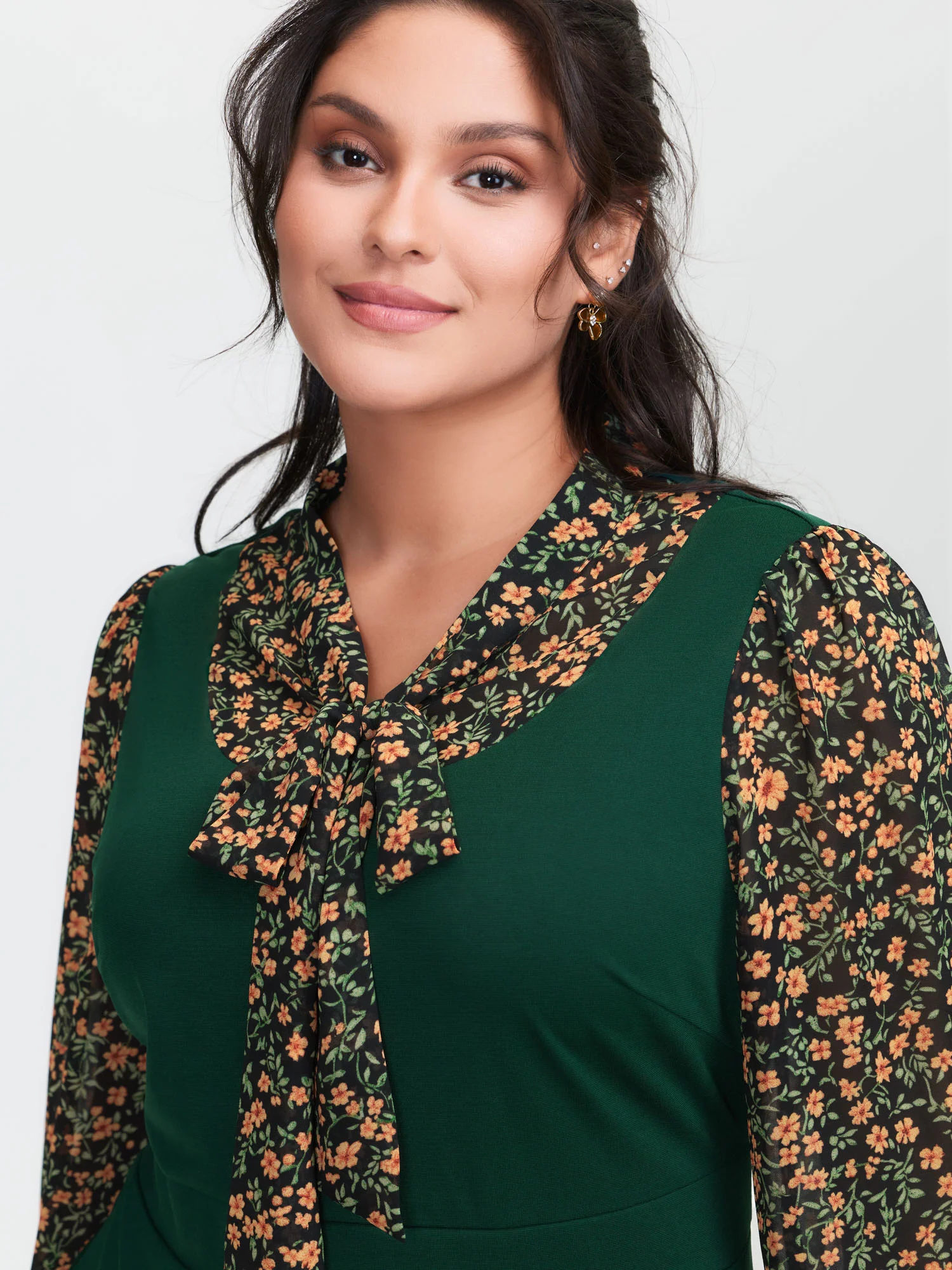 Chiffon Floral Print Stretchy Midi Dress - Image 2
