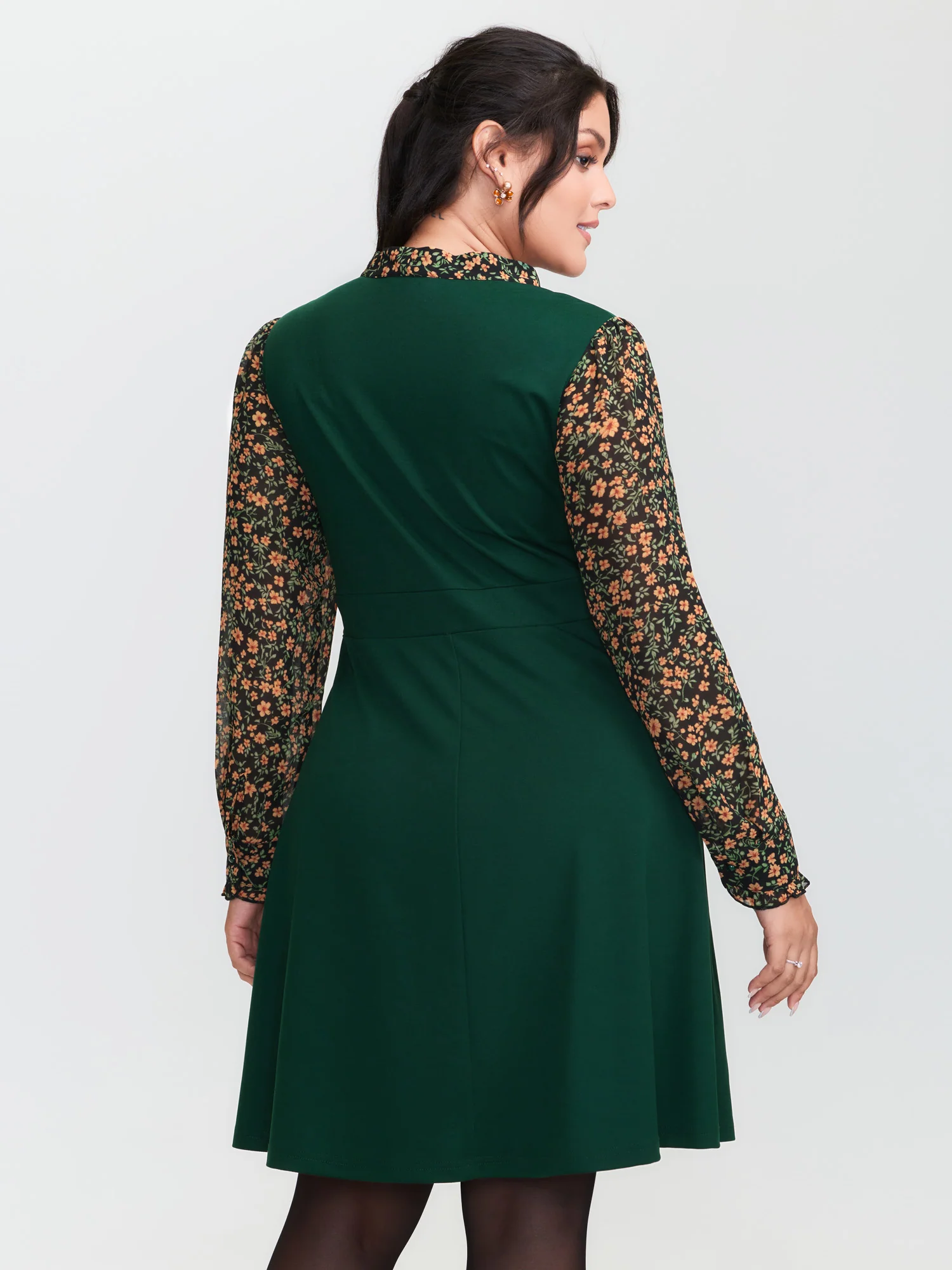 Chiffon Floral Print Stretchy Midi Dress - Image 4
