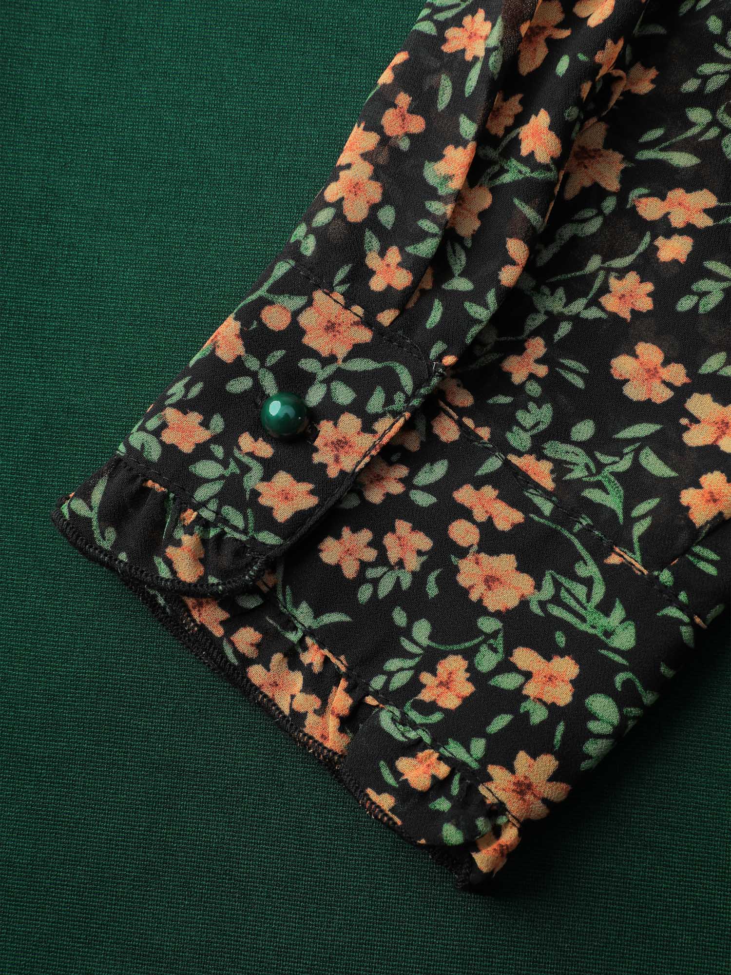Chiffon Floral Print Stretchy Midi Dress - Image 6