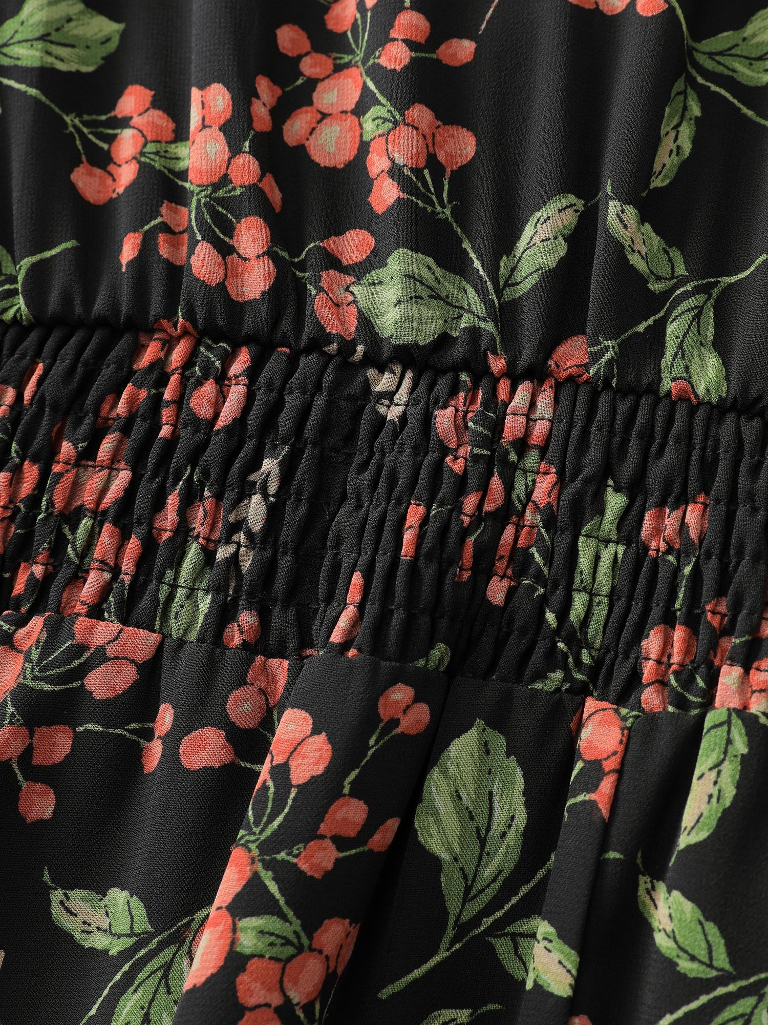 Chiffon Floral Ruffled Trim Pockets Midi Dress - Image 7
